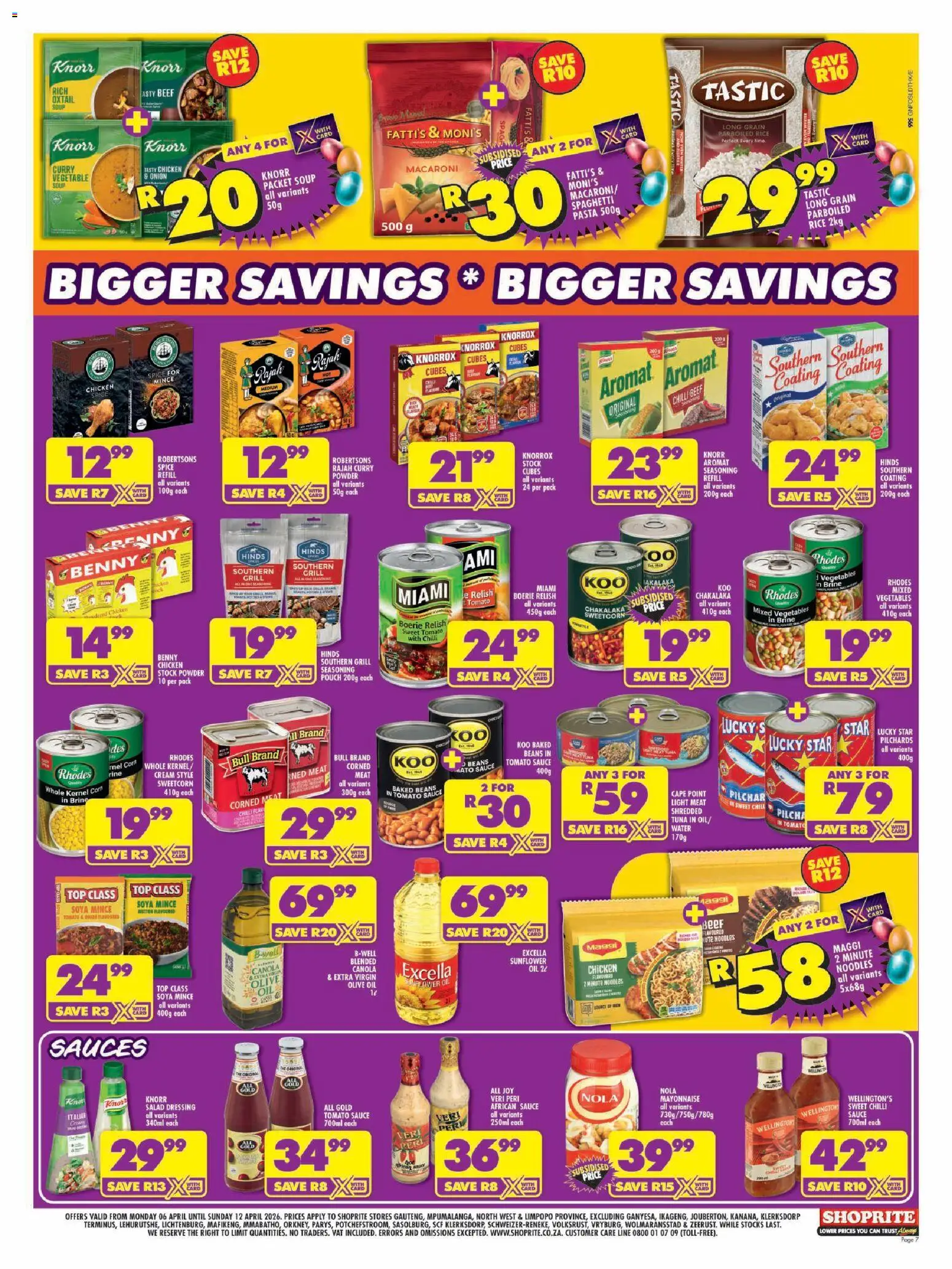 New Shoprite catalogue – valid from 06.04.2026 | Page: 7 | Products: Pilchards, Seasoning, Cream, Curry powder