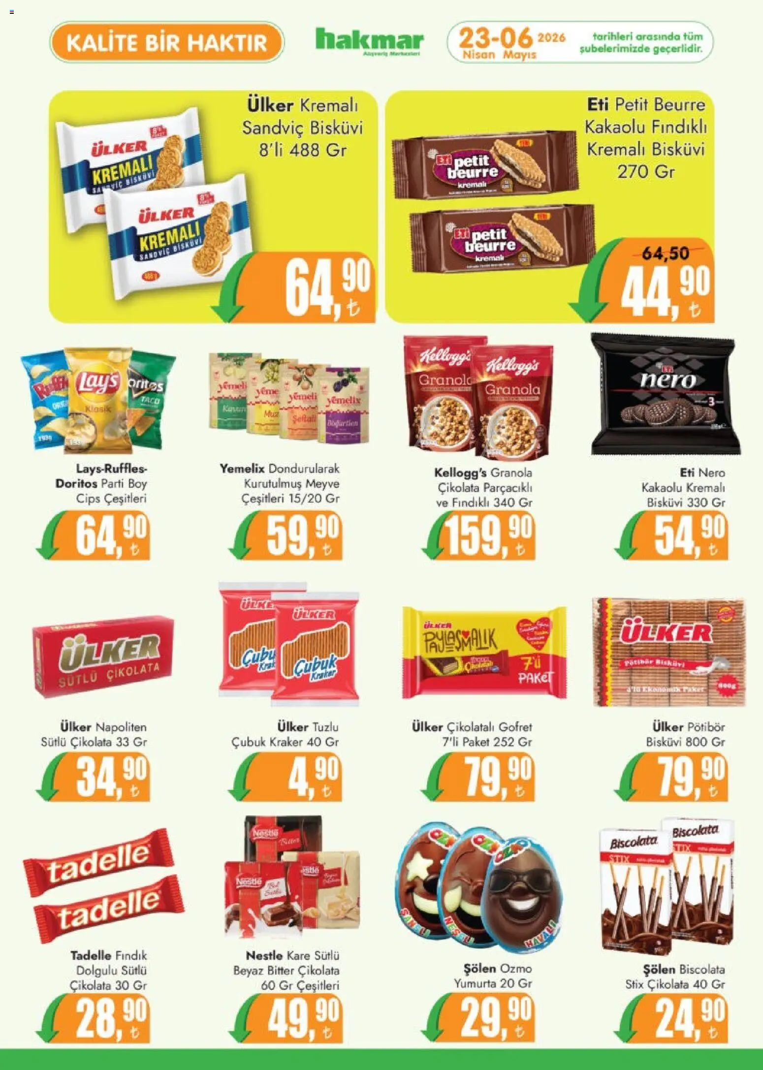 Hakmar Katalog - 23.04.2026 tarihinden itibaren geçerlidir | Sayfa: 6 | Ürünler: Gofret, Yumurta, Cips, Fındık