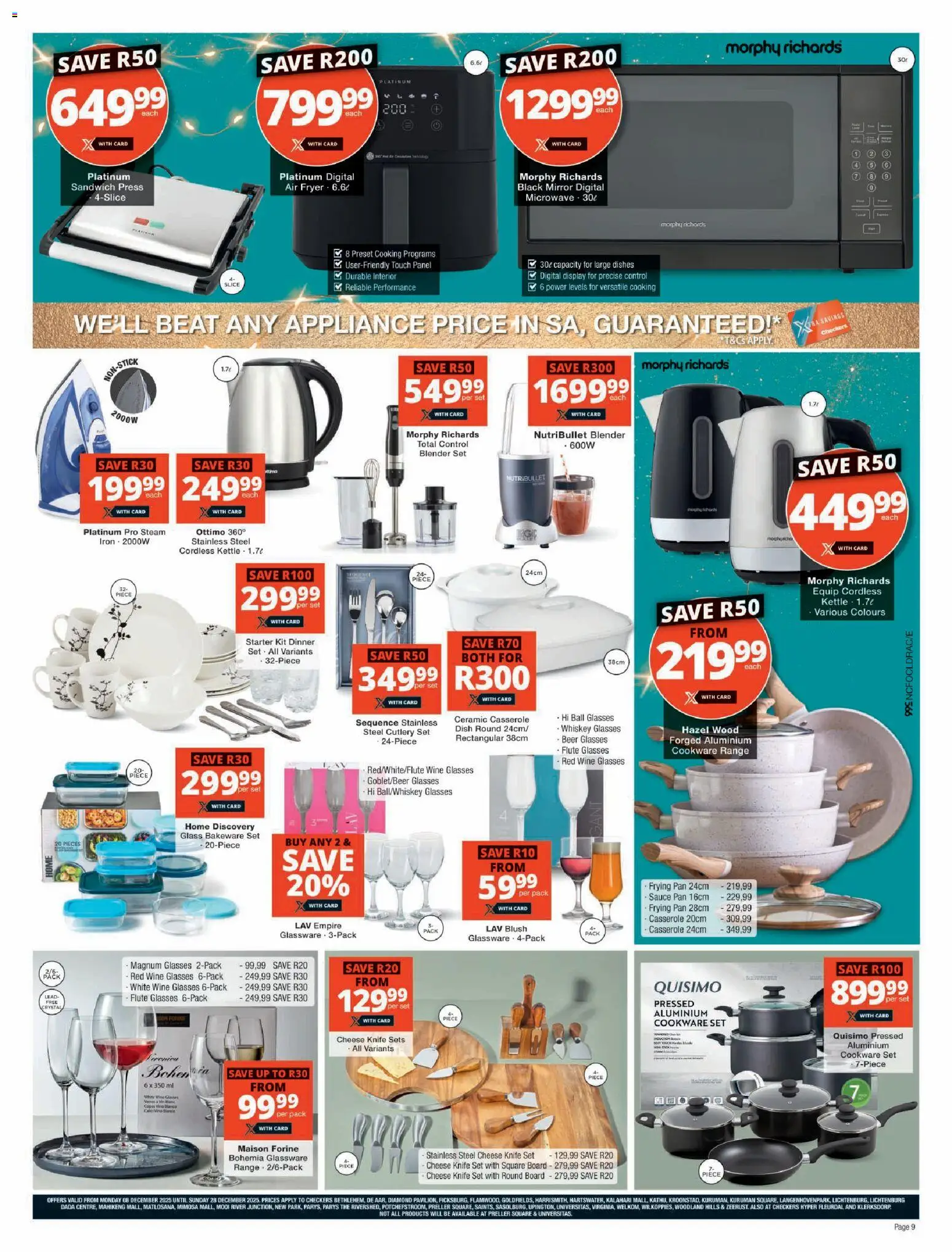 New Checkers catalogue – valid from 08.12.2025 | Page: 9 | Products: Glasses, Press, Beer, Blush
