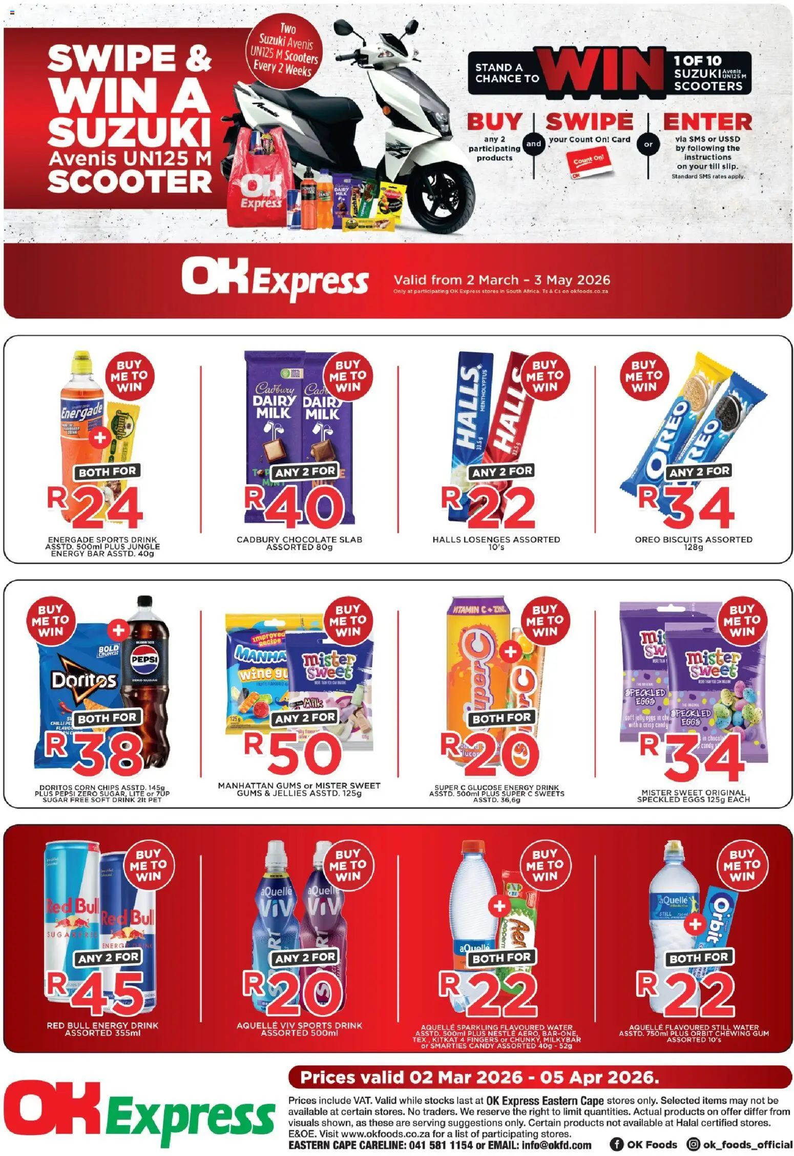 New OK Foods catalogue – valid from 02.03.2026 | Page: 1 | Products: Sweets, Milk, Biscuits, Chips