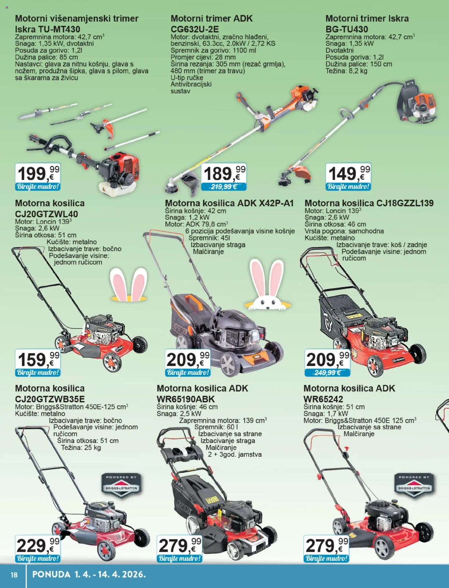 KTC katalog | vrijedi od 01.04.2026 | Stranica: 18 | Proizvodi: Kosilica, Trimer, Cijevi, Rezač
