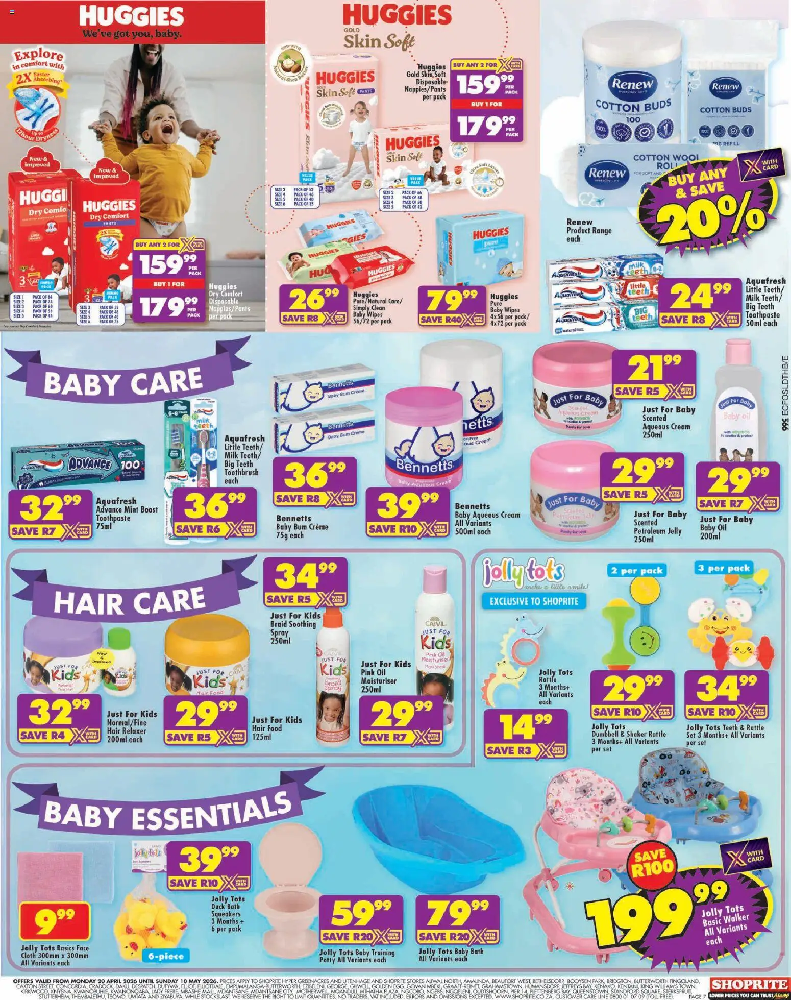 New Shoprite catalogue – valid from 20.04.2026 | Page: 7 | Products: Hair oil, Hair spray, Petroleum jelly, Cotton buds