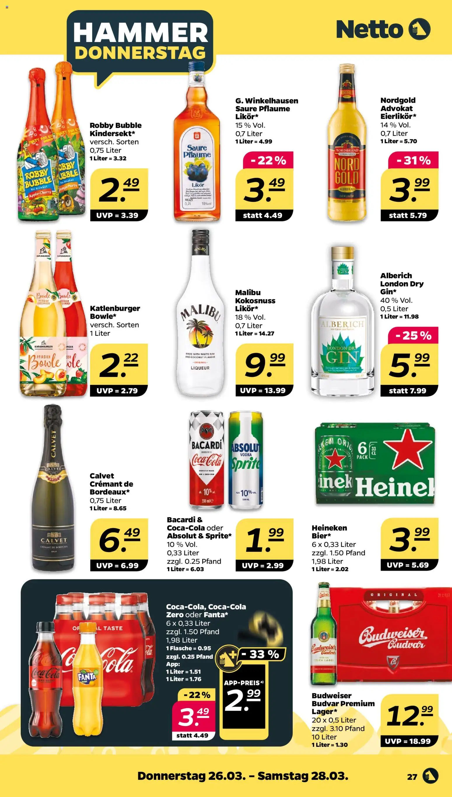 Netto Prospekt 	 – gültig ab 23.03.2026 | Seite: 33 | Produkte: Fanta, Cola, Rum, Heineken