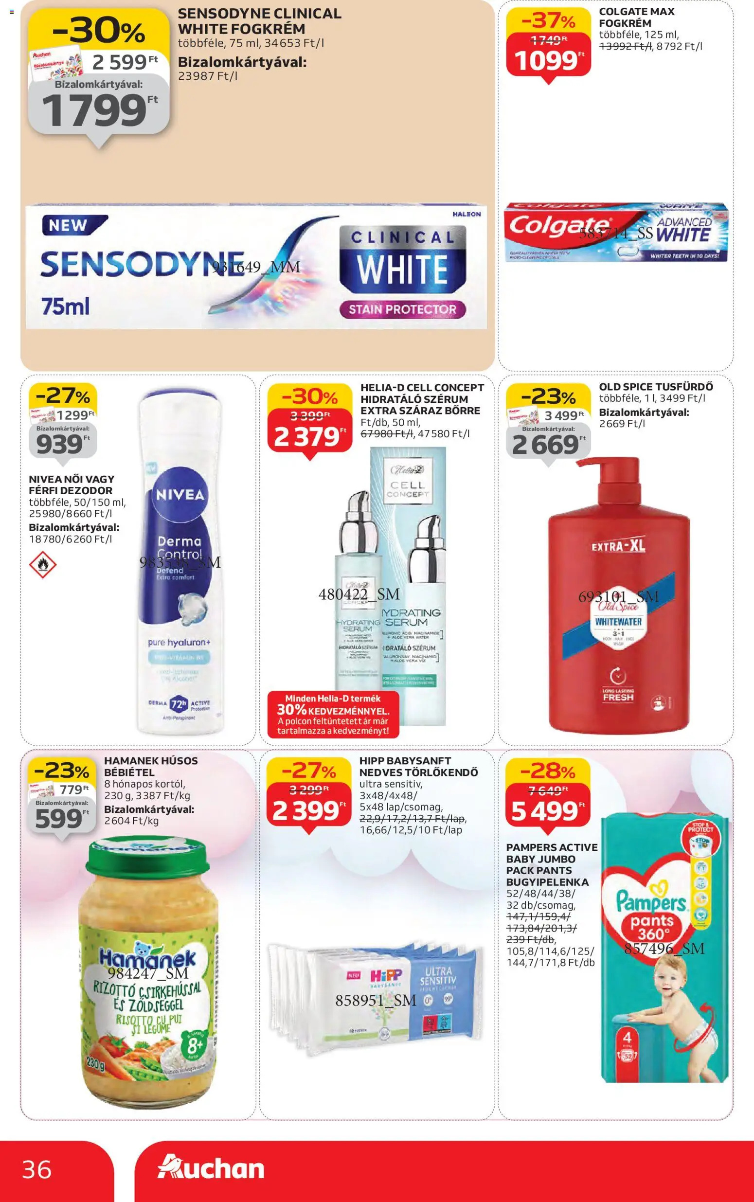 Auchan akciós ujság - amely érvényes a következő dátumtól: 30.10.2025 | Oldal: 36 | Termékek: Old spice, Pampers, Fogkrém, Bébiétel