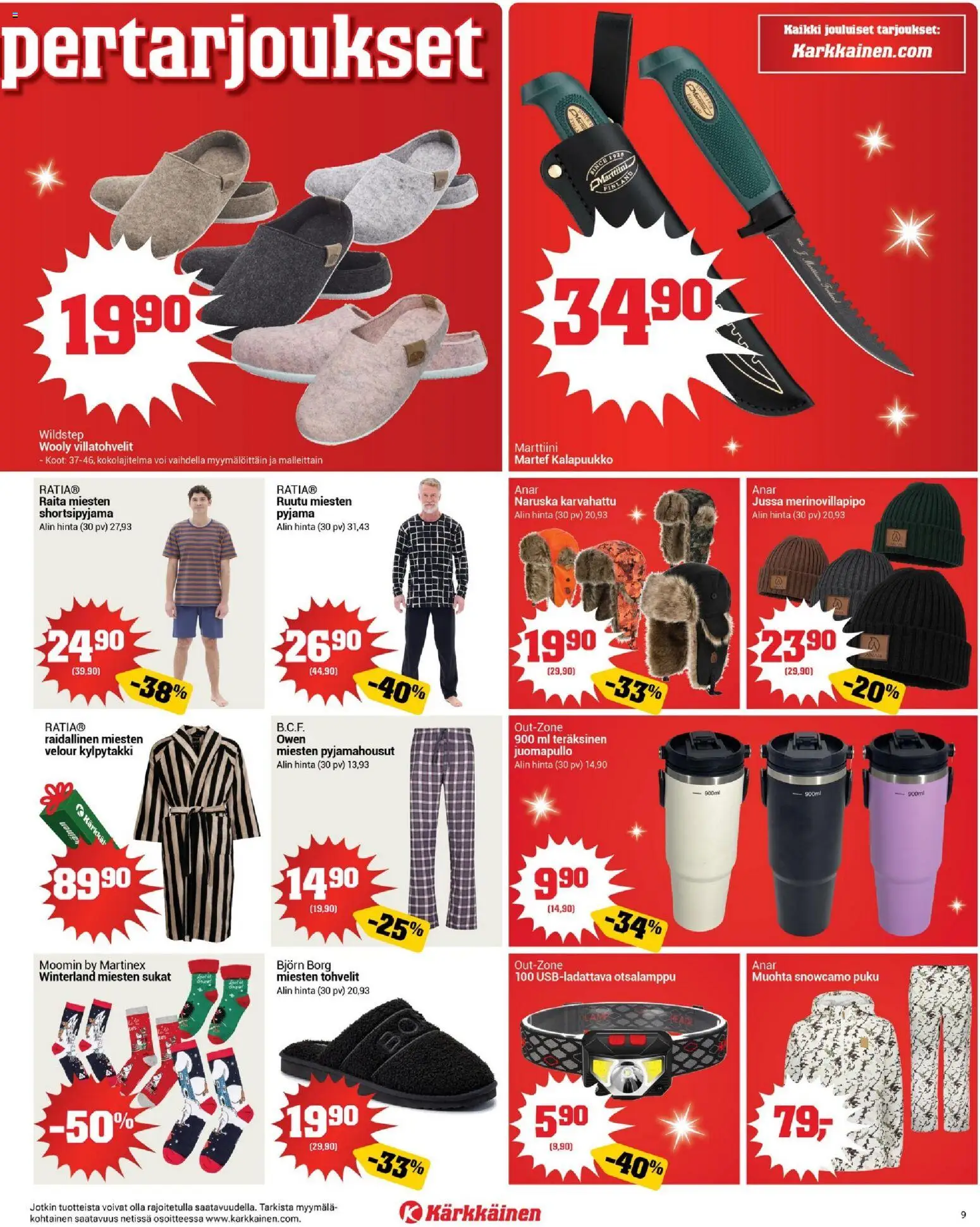 Kärkkäinen tarjoukset – voimassa 10.12.2025 alkaen | Sivu: 9 | Tuotteet: Voi, Sukat, Puku, Kylpytakki