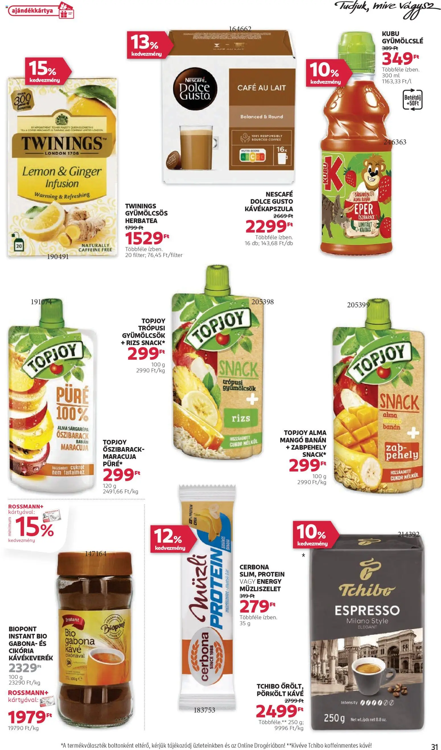 Rossmann akciós ujság - amely érvényes a következő dátumtól: 03.11.2025 | Oldal: 33 | Termékek: Alma, Banán, Tea, Müzliszelet