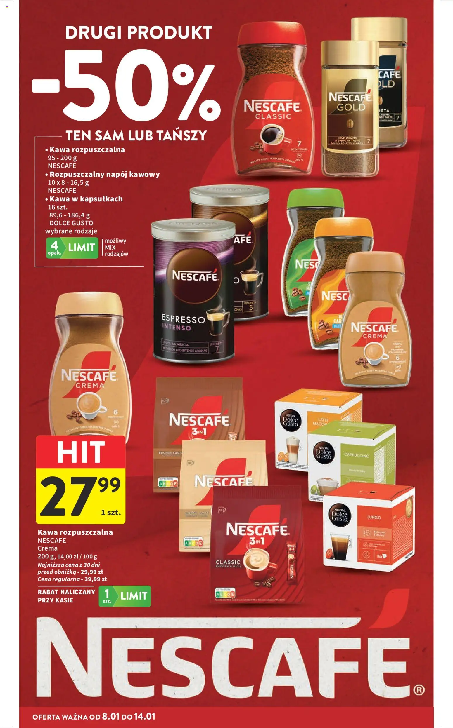 Intermarche Gazetka od 08.01.2026 | Strona: 30 | Produkty: Nescafe, Cappuccino, Dolce Gusto, Kawa