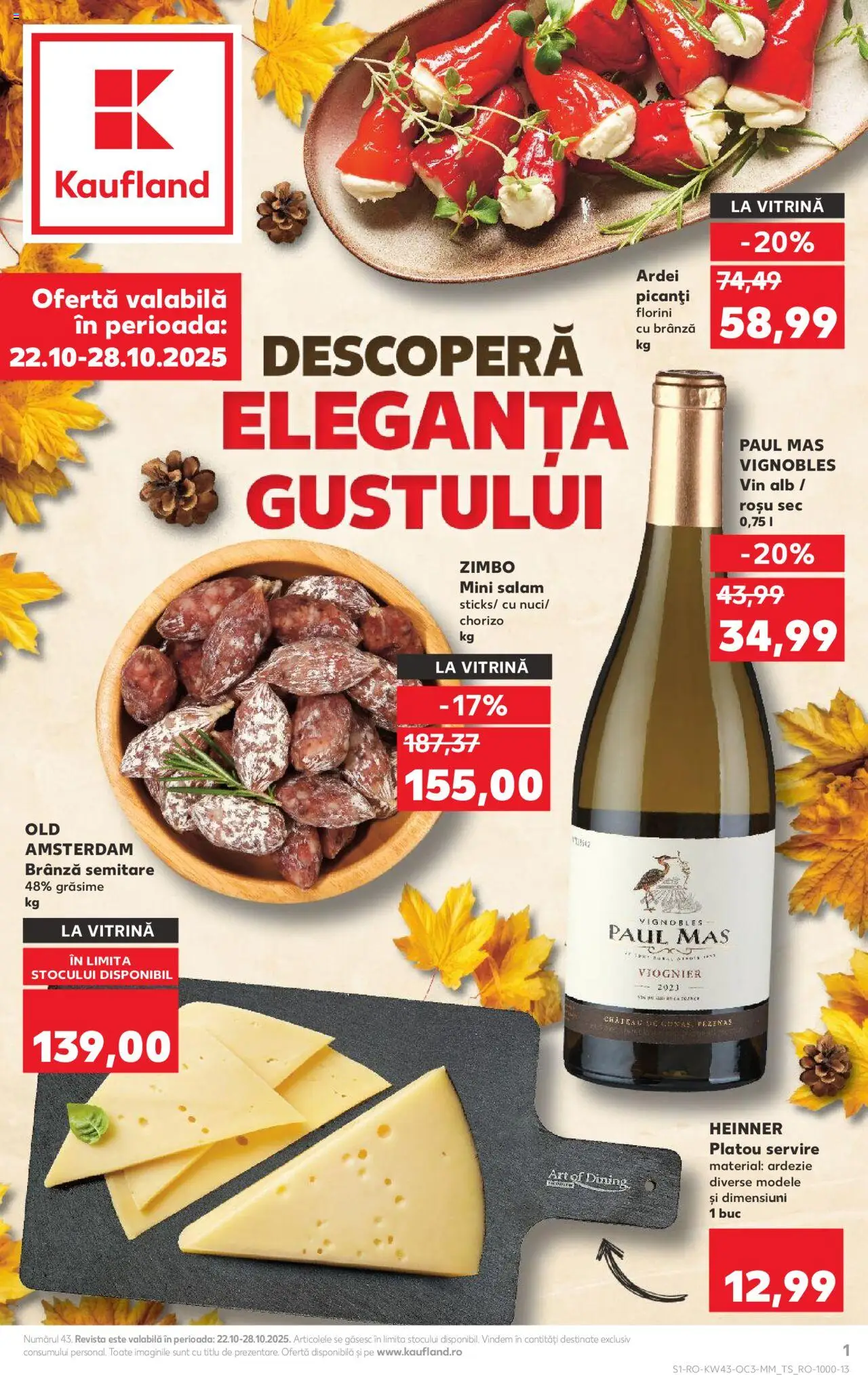 Noul catalog Kaufland – valabil de la 22.10.2025 | Pagină: 1 | Produse: Vitrină, Ardei, Brânză, Salam