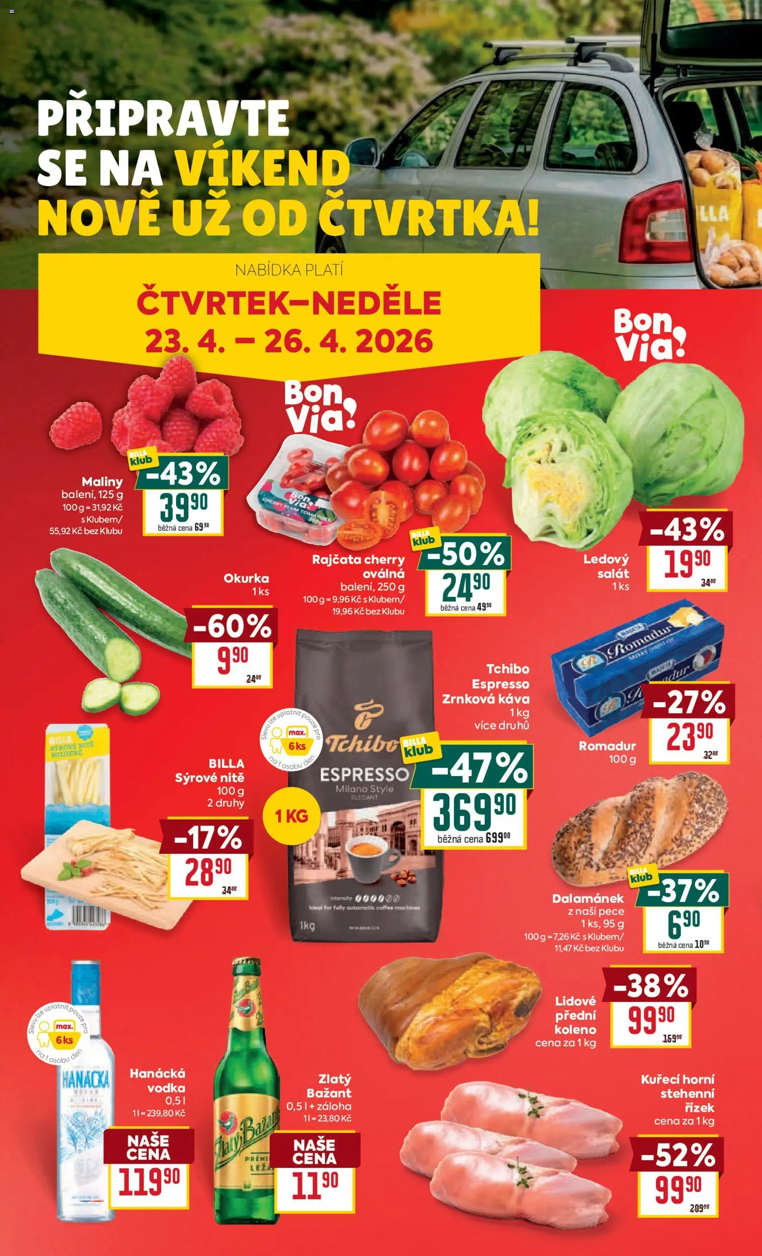 Billa Velký leták od 22.04.2026 | Strana: 28 | Produkty: Salát, Zrnková káva, Dalamánek, Okurka