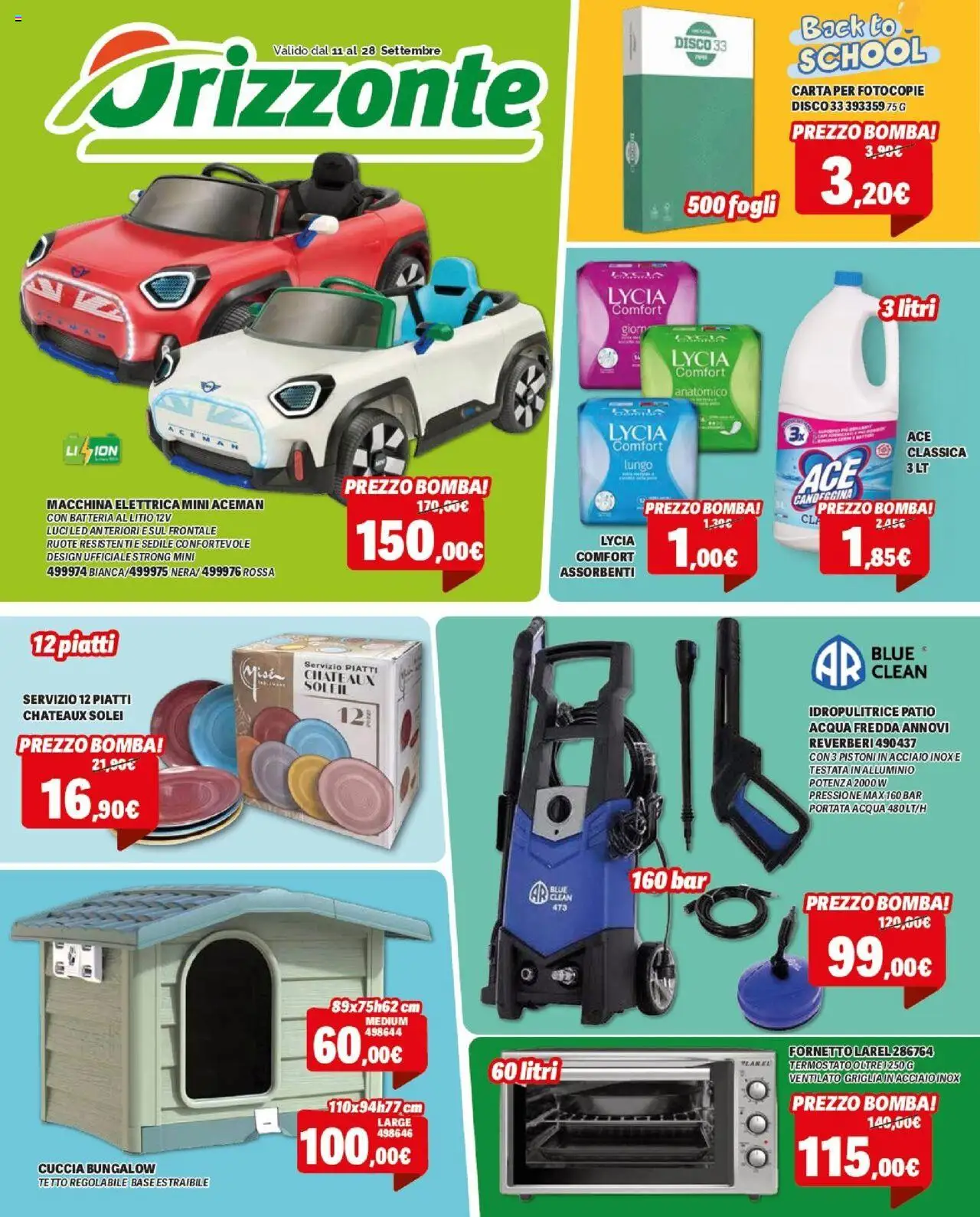Volantino Orizzonte del 11.09.2025 | Pagina: 1 | Prodotti: Candeggina, Acqua, Alluminio, Batteria