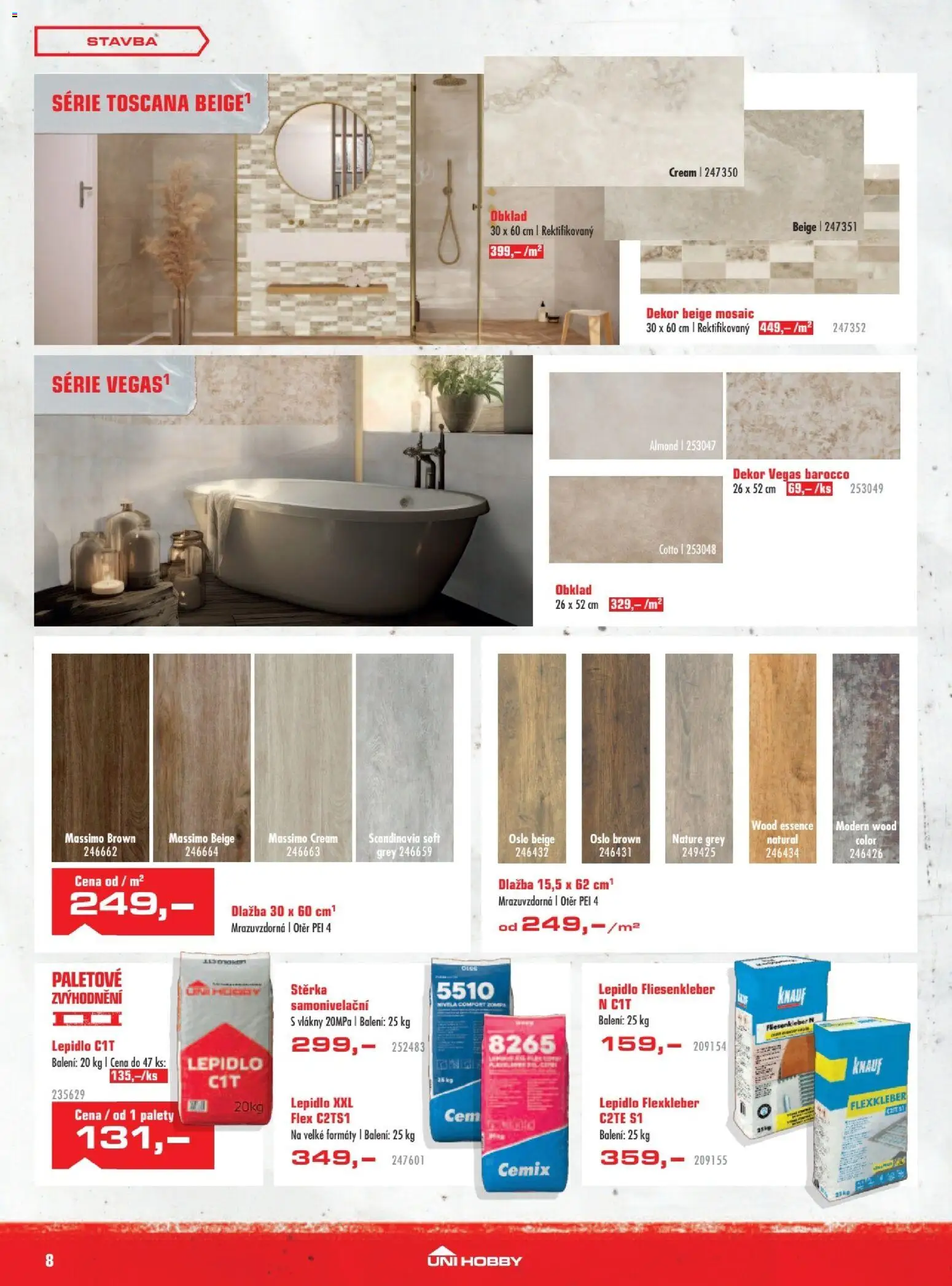Uni Hobby leták od 29.01.2026 | Strana: 8 | Produkty: Dlažba, Essence, Cotto