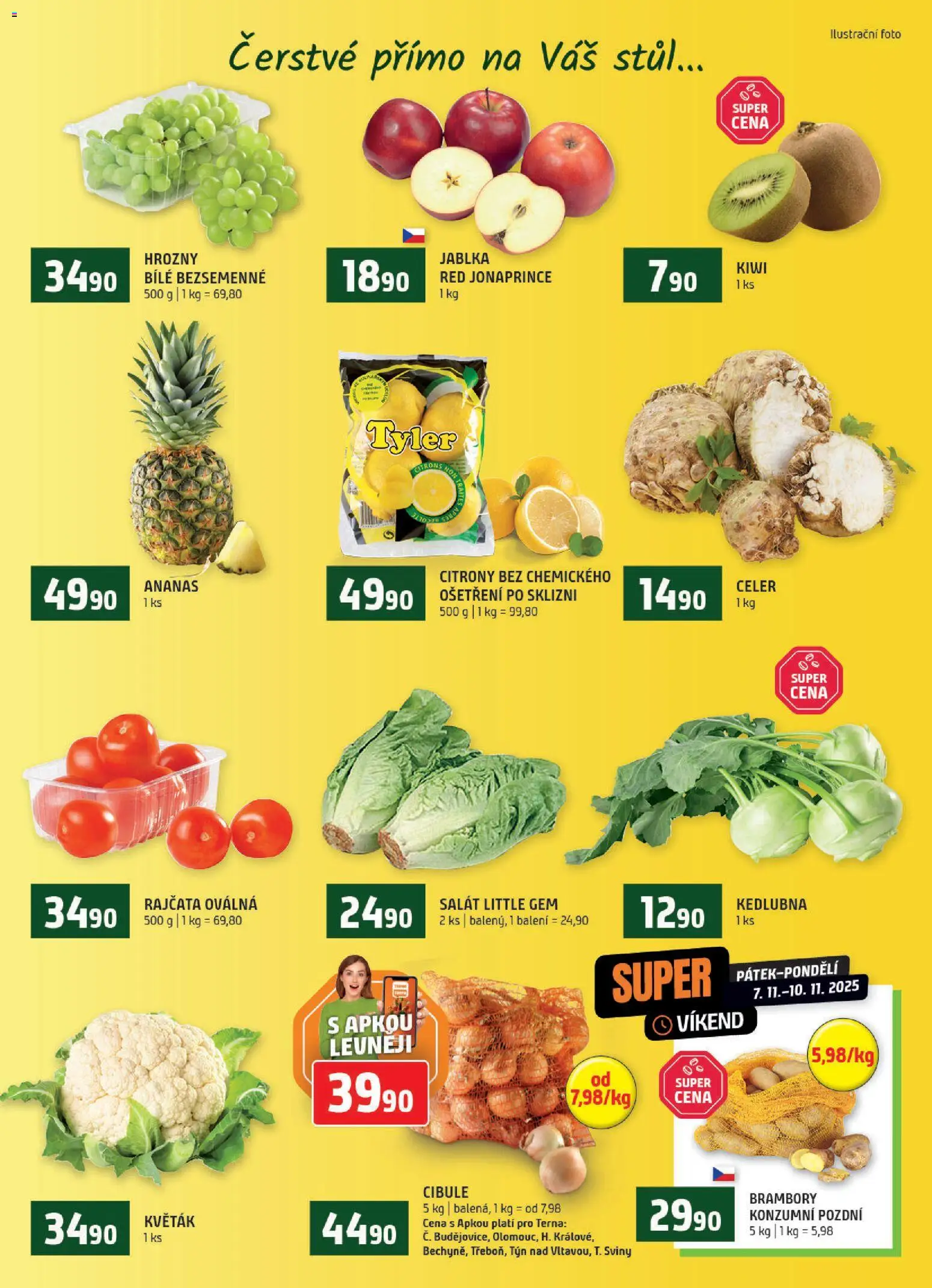 Terno leták - Prachatice od 05.11.2025 | Strana: 6 | Produkty: Jablka, Květák, Ananas, Stůl