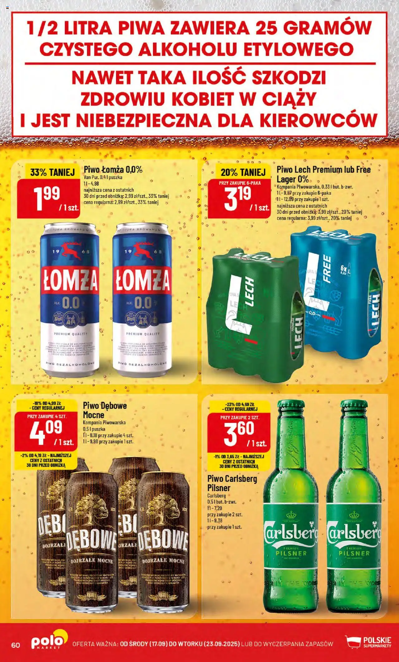 POLOmarket Gazetka od 17.09.2025 | Strona: 60 | Produkty: Piwo Carlsberg, Piwo