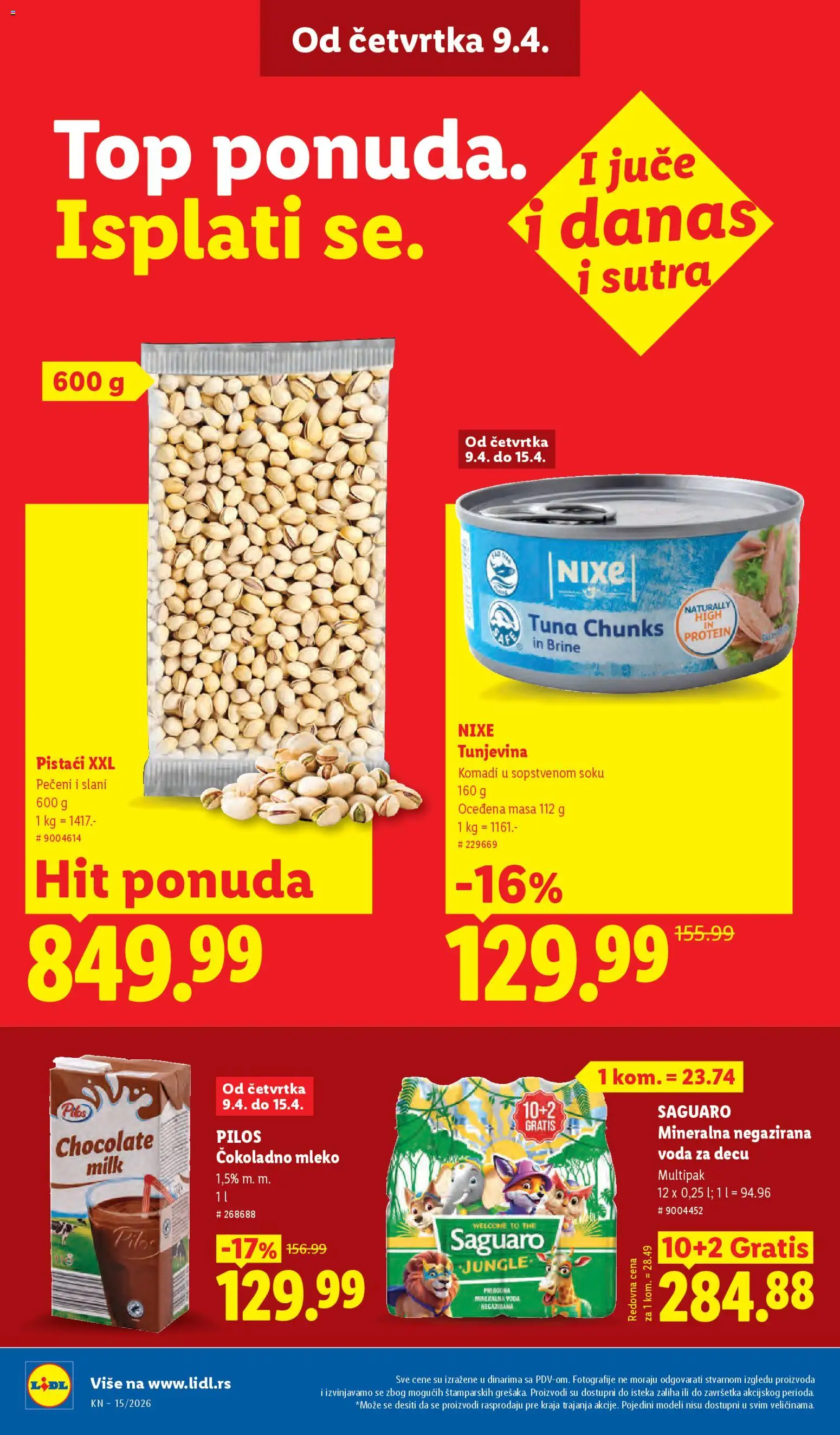 Lidl katalog - važi od 09.04.2026 | Strana: 24 | Proizvode: Protein, Pistaći, Negazirana voda, Voda