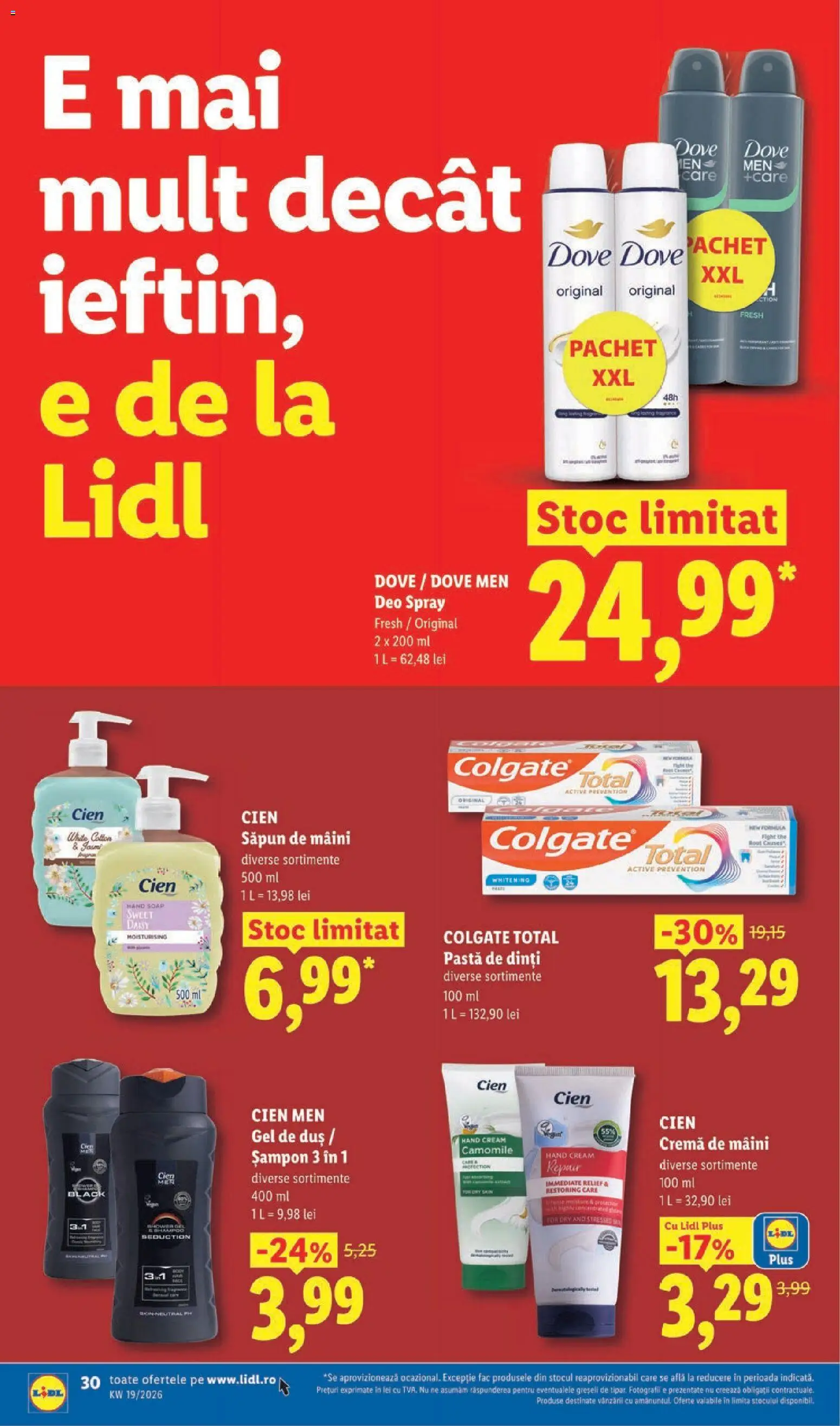 Noul catalog Lidl – valabil de la 04.05.2026 | Pagină: 30 | Produse: Cremă, Cremă de mâini, Deodorant, Pastă de dinți