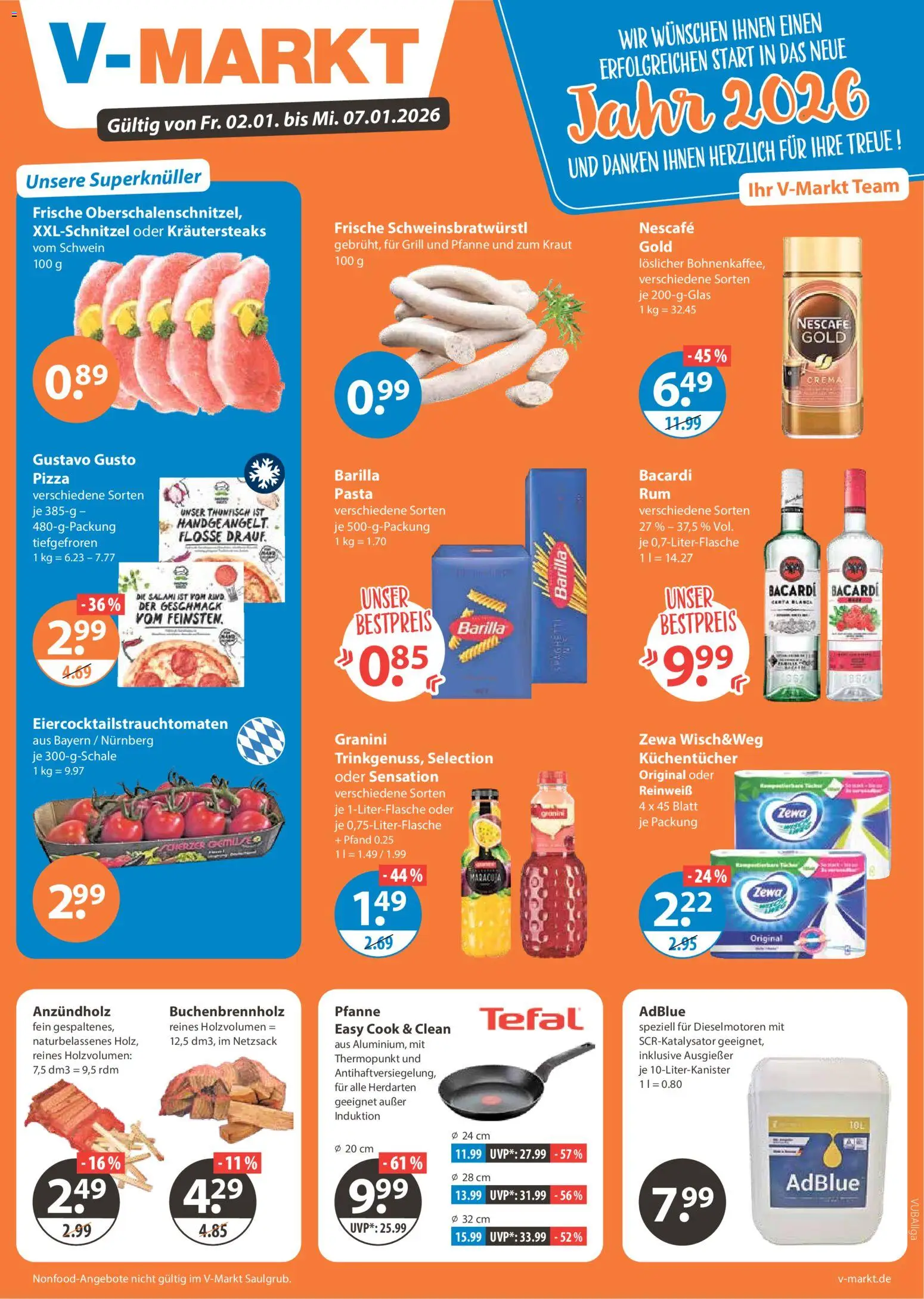V-Markt - Schwaben / Oberbayern – gültig ab 02.01.2026 | Seite: 1 | Produkte: Gustavo gusto, Nescafe, Zewa, Pasta