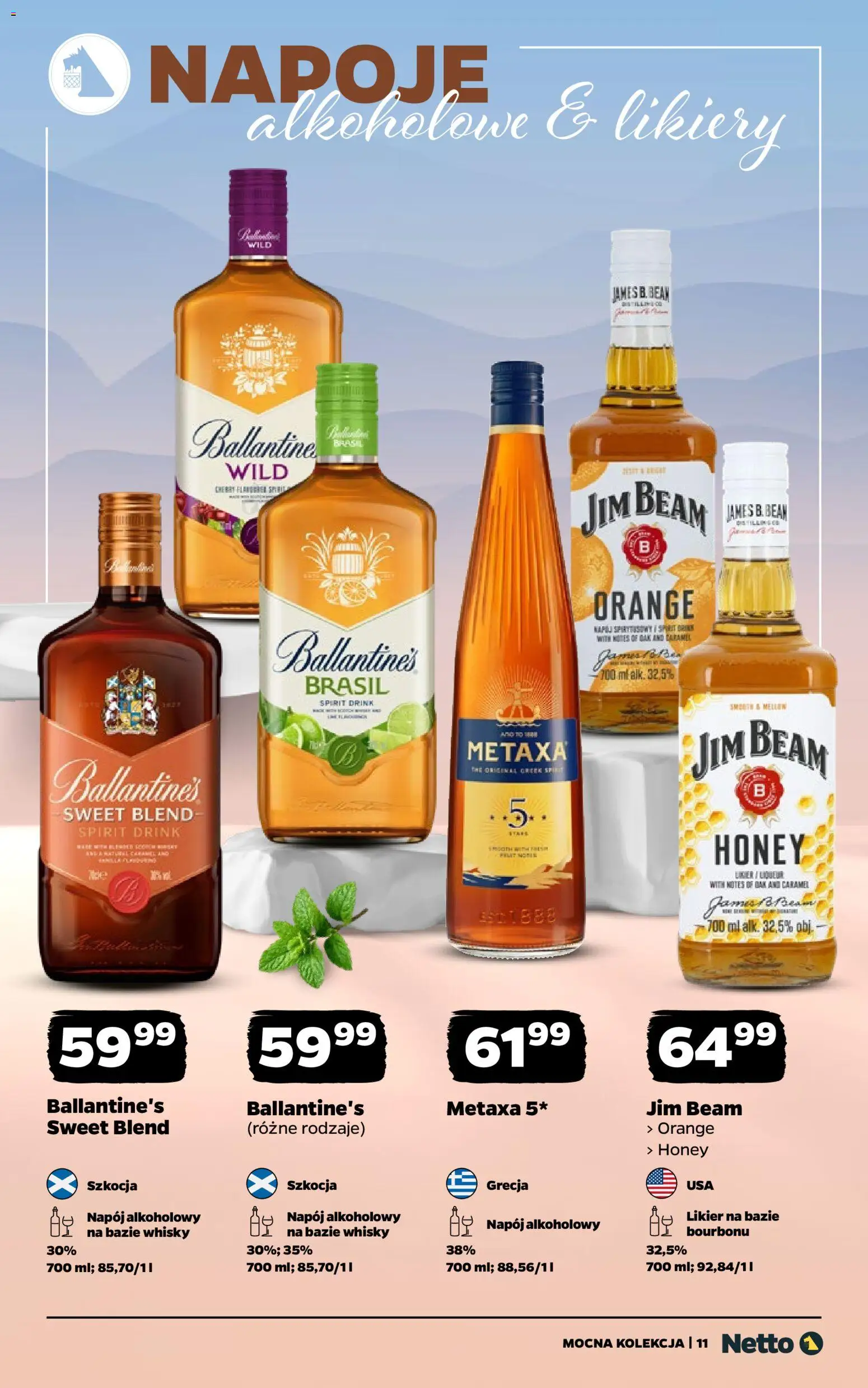 Netto gazetka - Alkohole mocne od 02.03.2026 | Strona: 11 | Produkty: Jim Beam, Napoje, Metaxa, Whisky