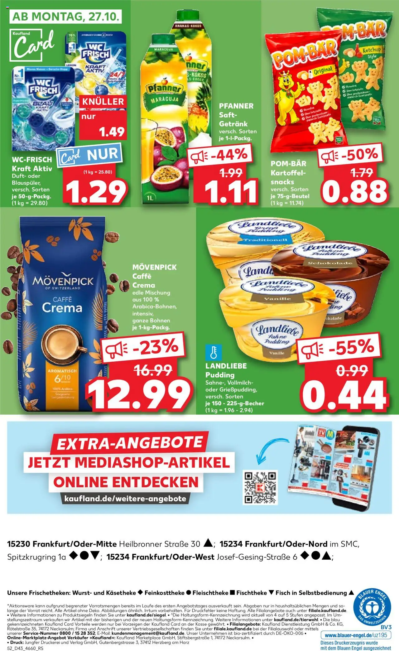 Kaufland prospekt Frankfurt (Oder)	 – gültig ab 23.10.2025 | Seite: 52 | Produkte: Duft, Pudding, POM-BÄR, Wurst