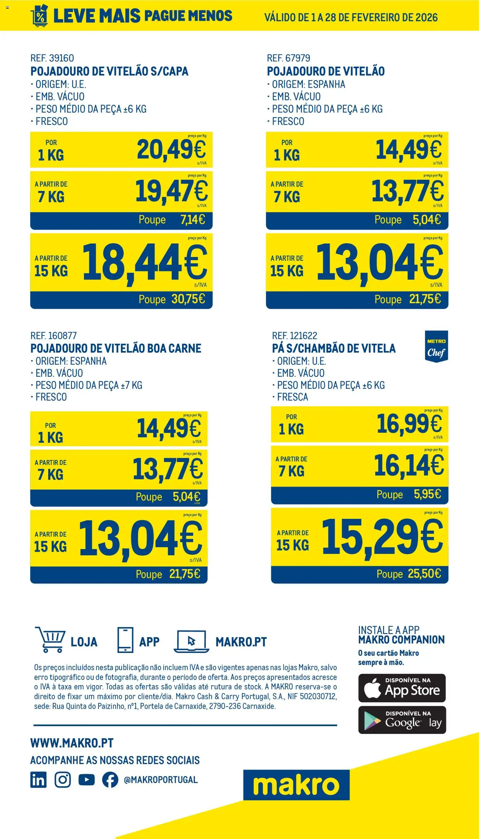 Makro Leve Mais Pague Menos - Carne Fresca │ válido de 01.02.2026 | Página: 7 | Produtos: Vitela, Carne, Pá