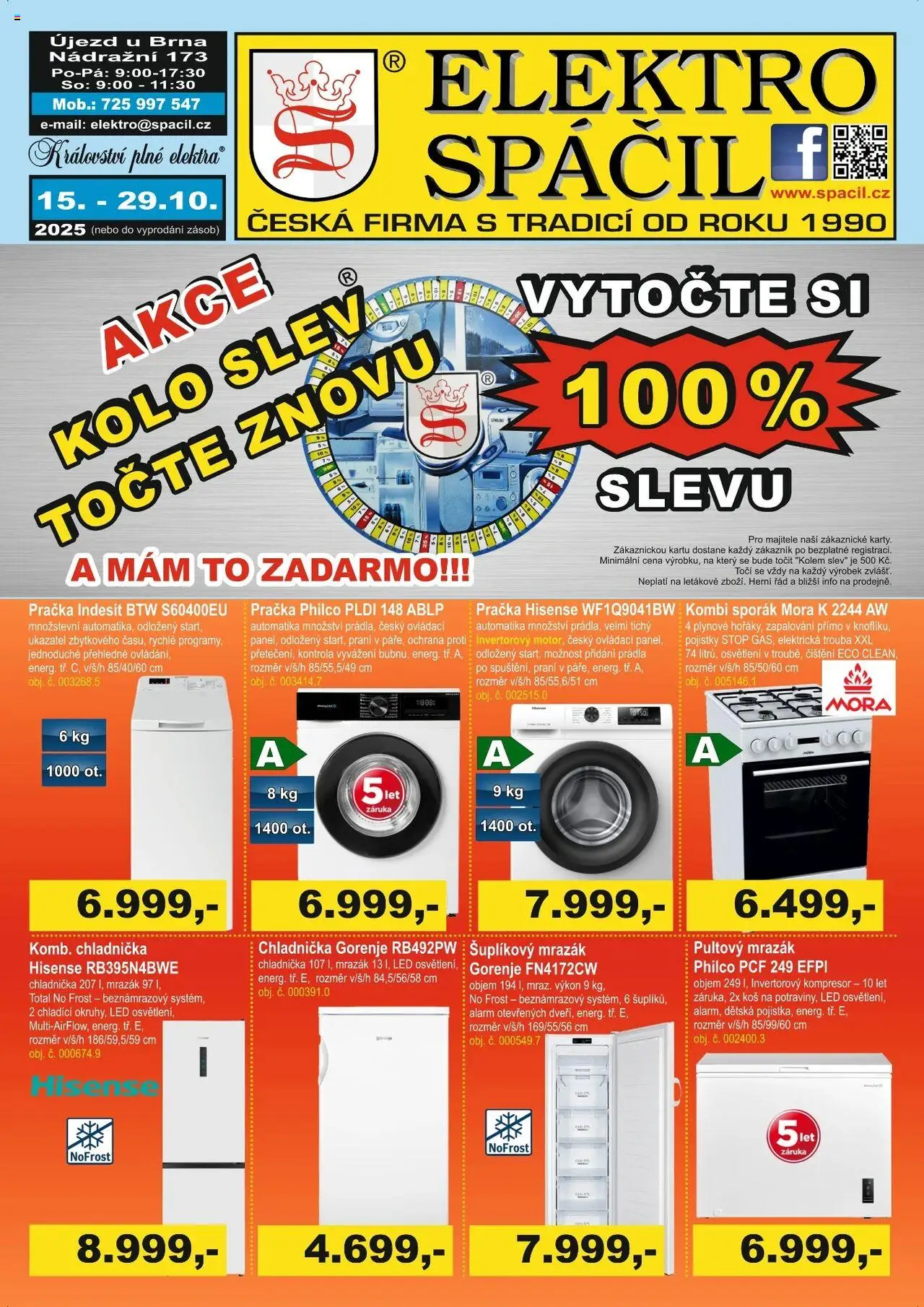 Elektro Spáčil leták od 15.10.2025 | Strana: 1 | Produkty: Mrazák, Sporák, Elektro, LED
