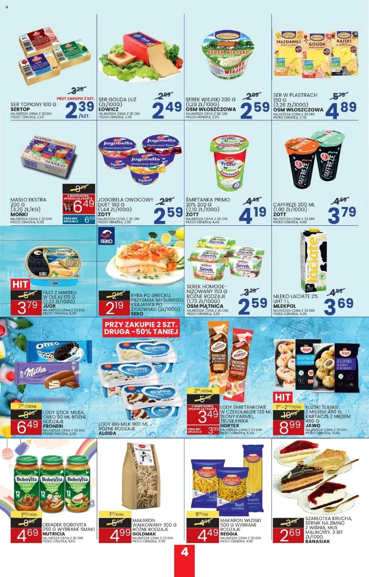Wafelek Gazetka od 04.08.2025 | Strona: 4 | Produkty: Karta, Ser, Ryba, Lody
