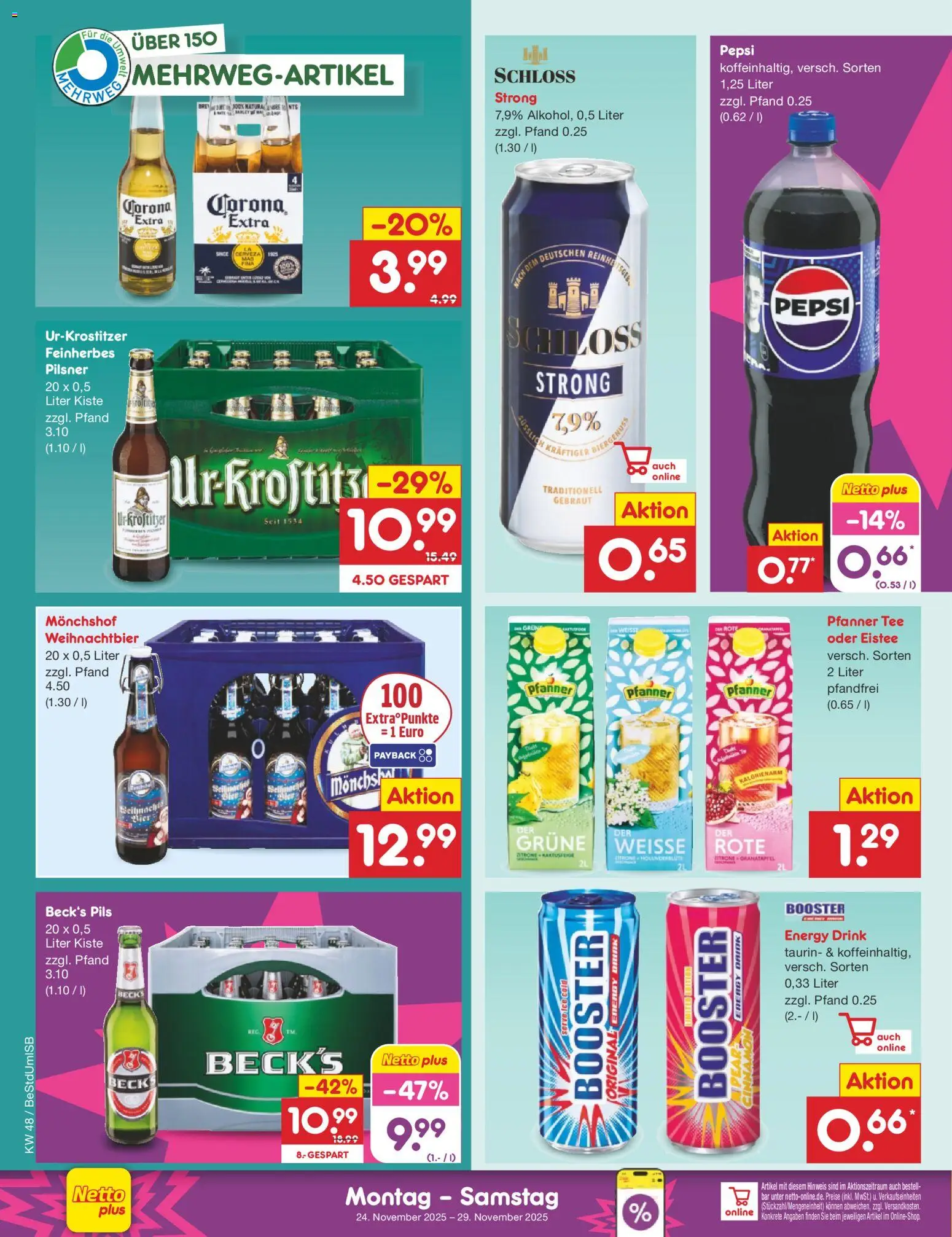 Netto Marken-Discount - Black Friday – gültig ab 24.11.2025 | Seite: 32 | Produkte: Monchshof, Energy, Pepsi, Tee
