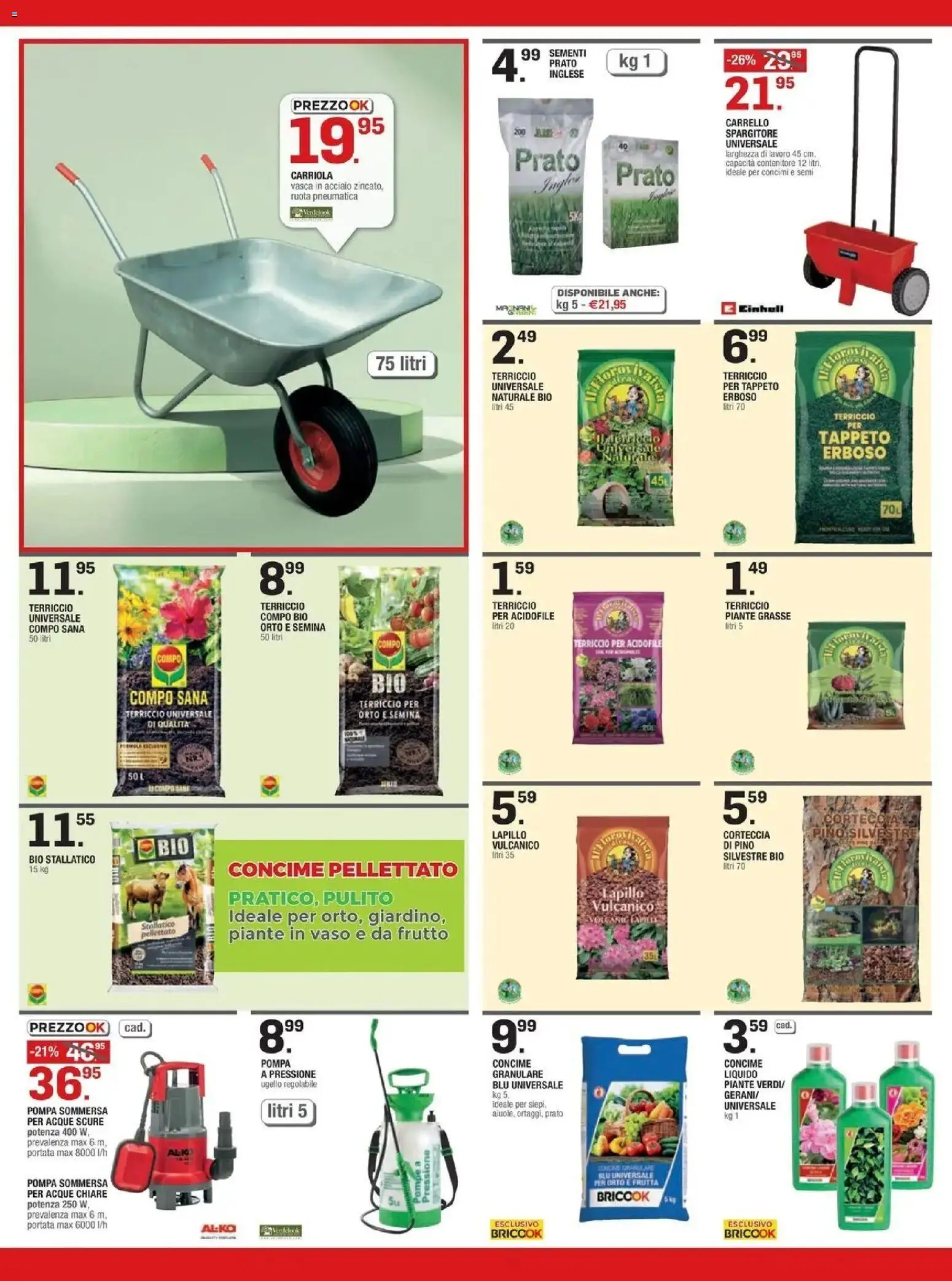 Volantino Brico OK del 04.03.2026 | Pagina: 4 | Prodotti: Concime, Frutta, Carriola, Terriccio