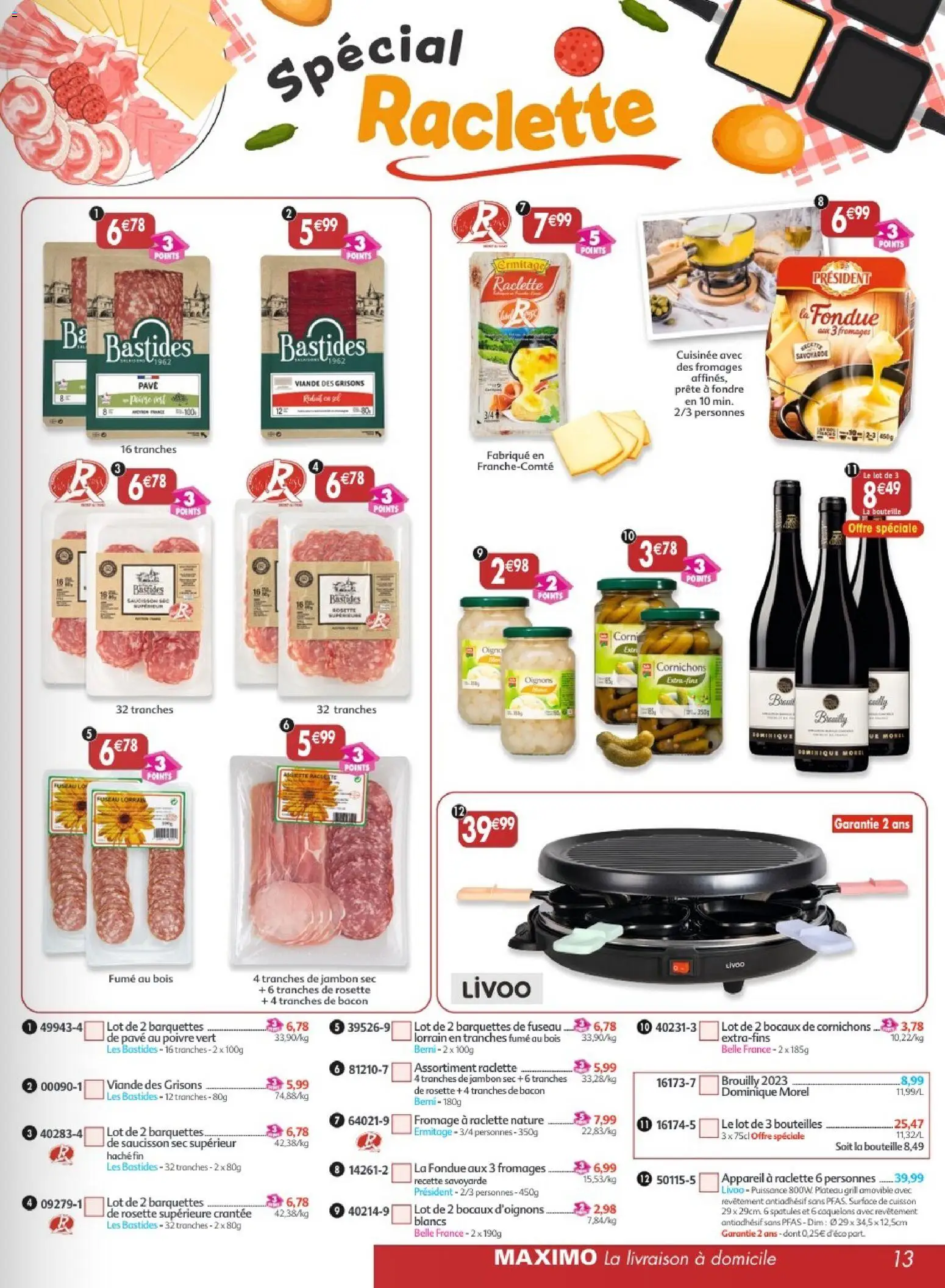 {H1} | Page: 13 | Produits: Fromage à raclette, Plateau, Raclette, Jambon