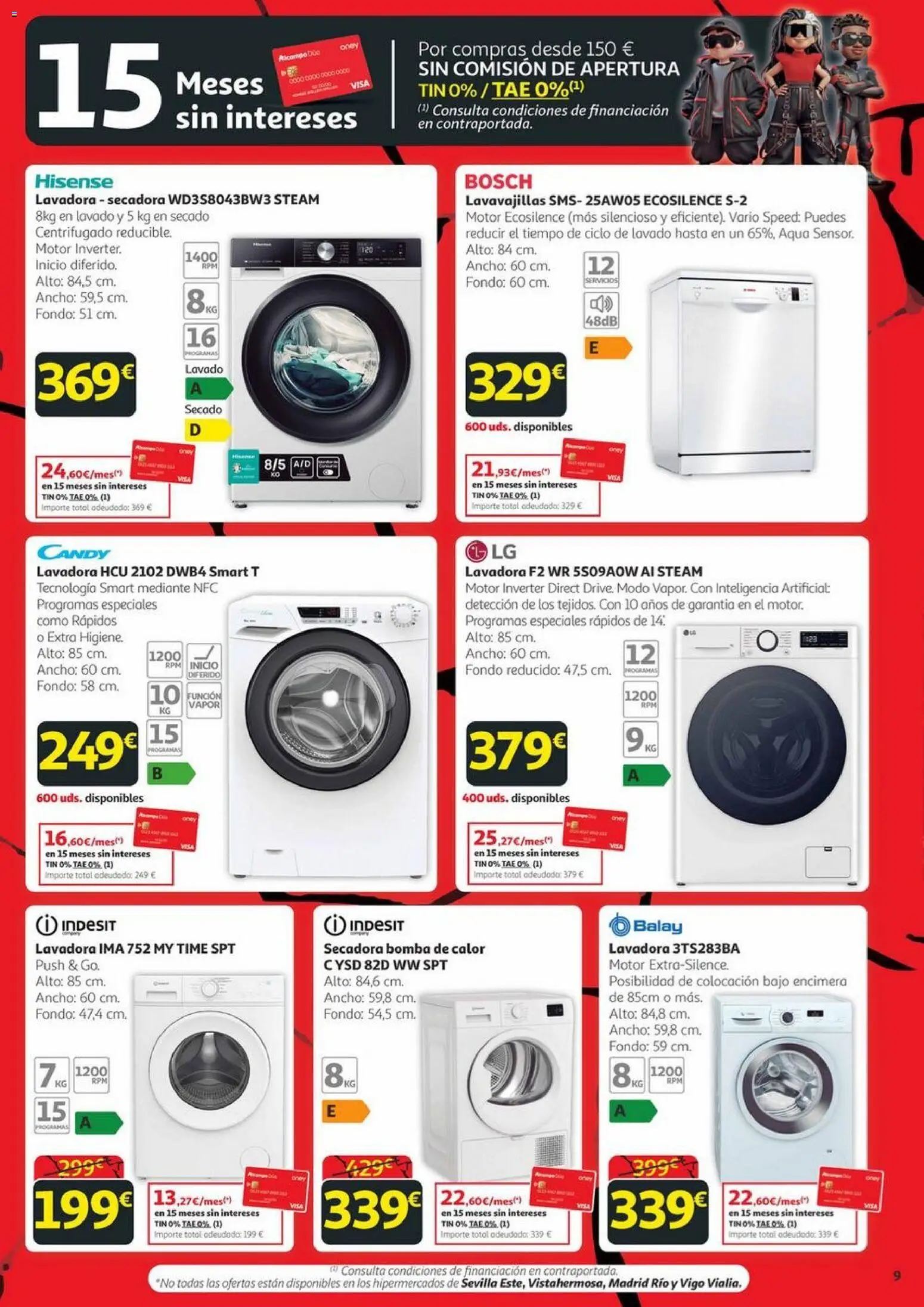 Alcampo - Black Friday Canarias │ válido desde el 20.11.2025 | Página: 9 | Productos: Lavadora, Secadora, Lavavajillas