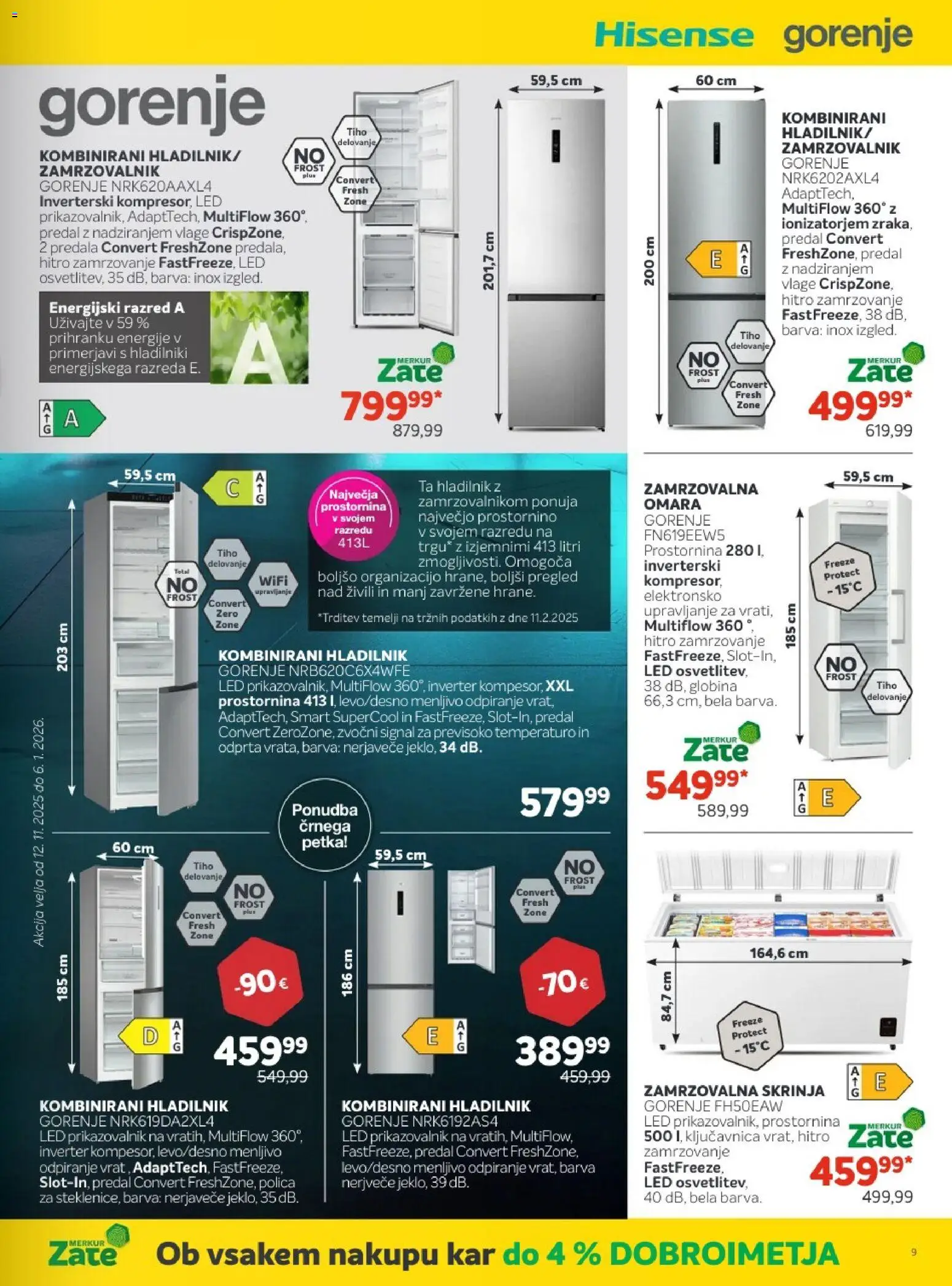 Novi Merkur katalog ponudbe – veljaven od 12.11.2025 | Stran: 9 | Izdelki: Hladilnik, Zamrzovalnik, Polica, Barva