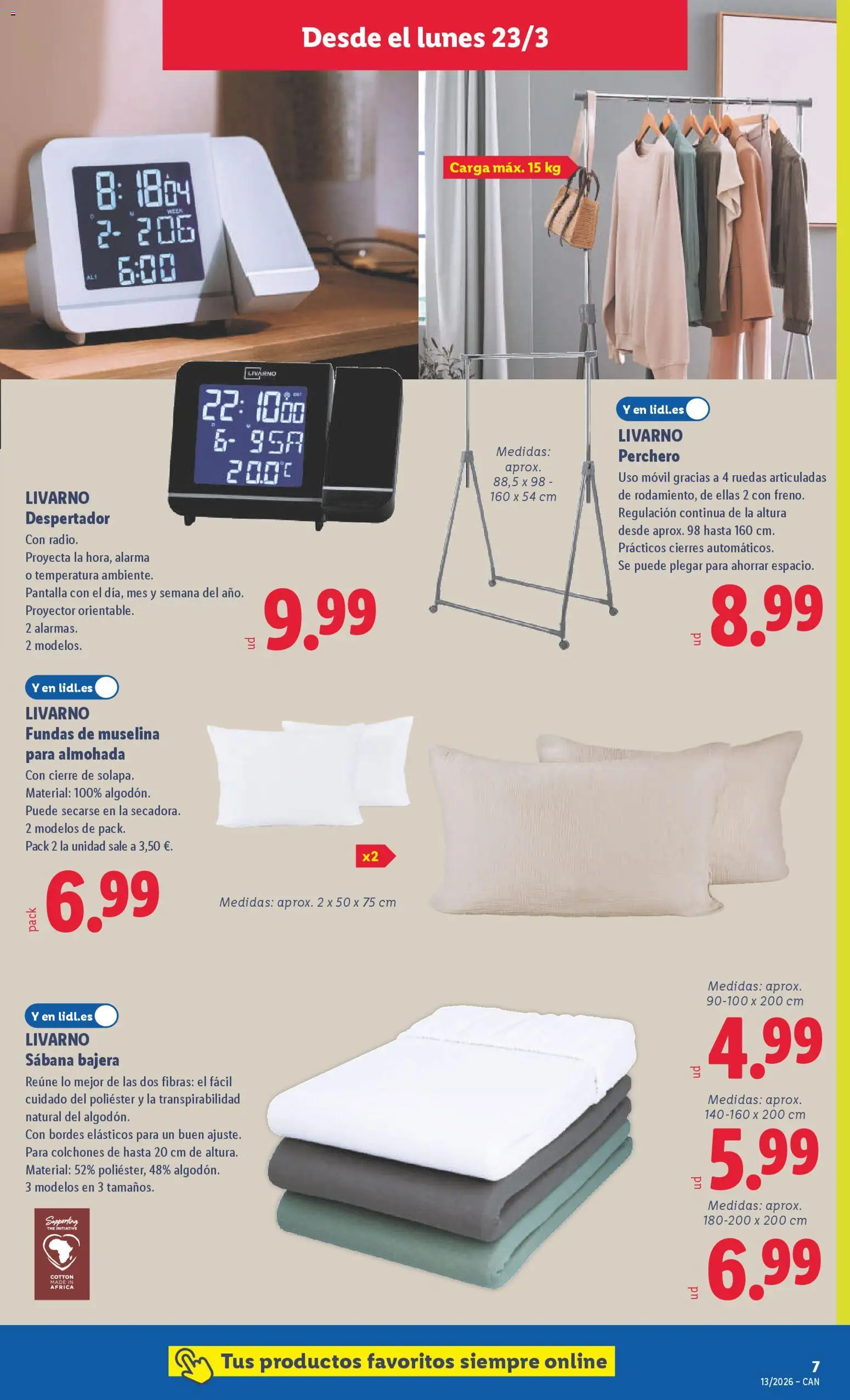 Lidl folleto de bazar │ válido desde el 23.03.2026 | Página: 11 | Productos: Perchero, Despertador, Almohada