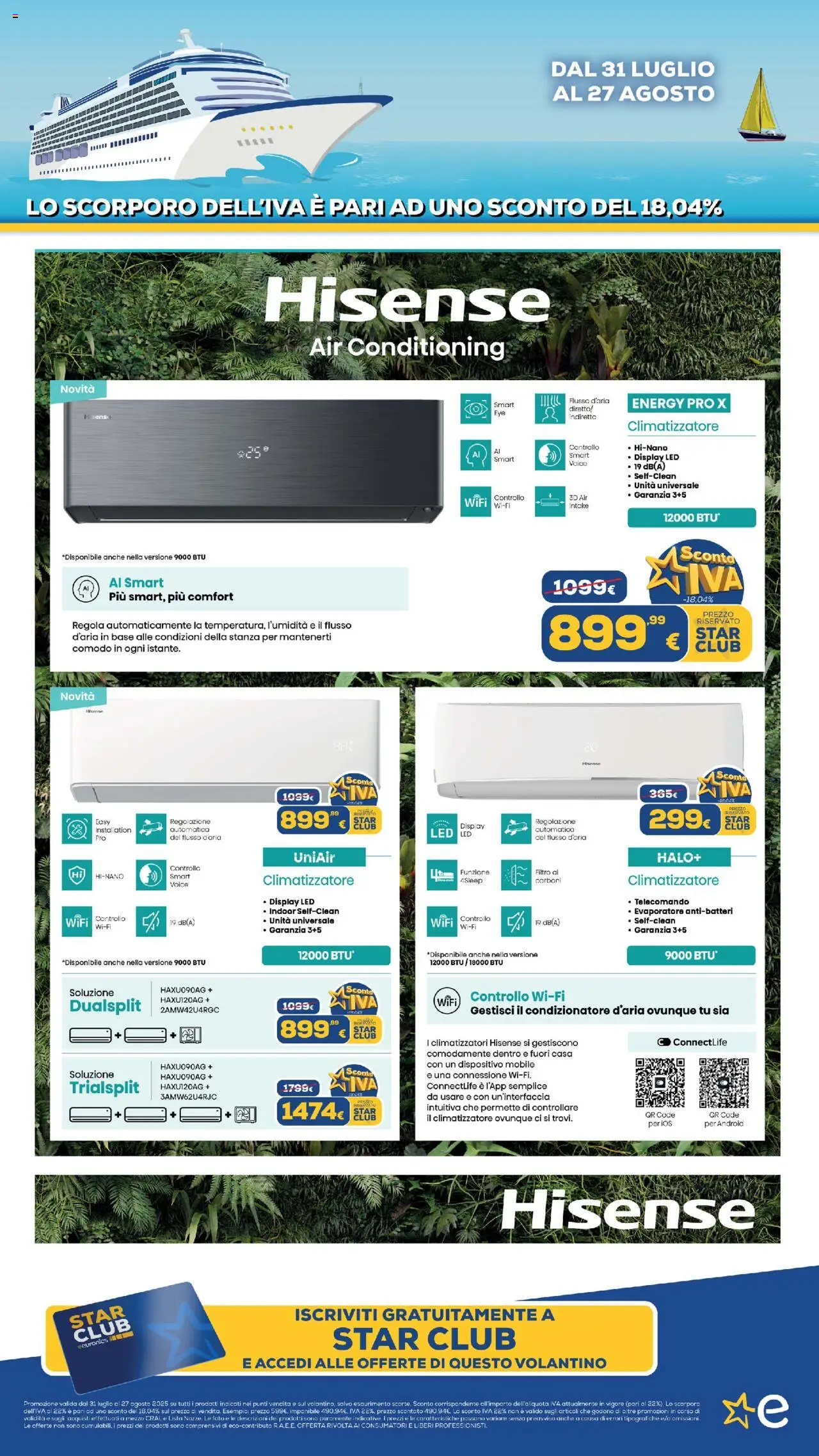 Volantino Euronics del 31.07.2025 | Pagina: 21 | Prodotti: Mobile, Climatizzatore, Telecomando, Condizionatore