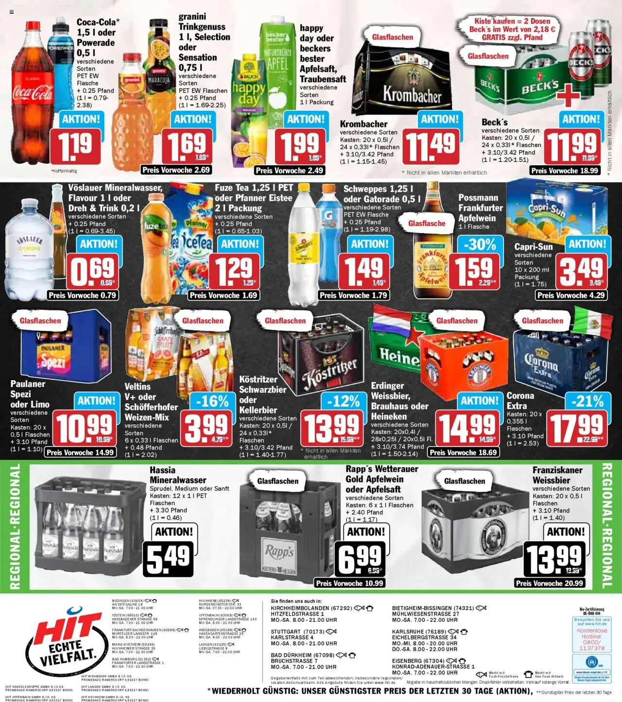 HIT Hessen - gültig ab dem 21.07.2025 | Seite: 18 | Produkte: Erdinger, Äpfel, Pfanner eistee, Veltins