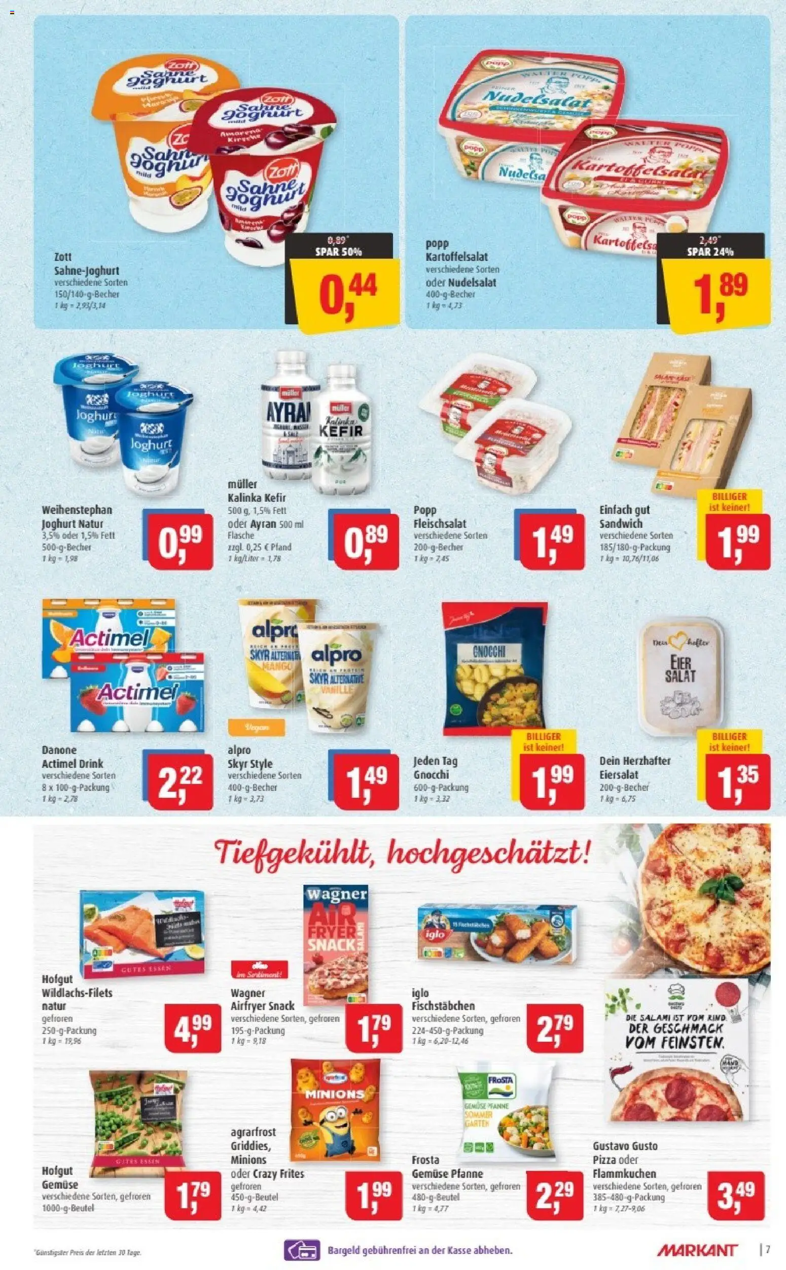 Markant Prospekt 	 – gültig ab 03.11.2025 | Seite: 7 | Produkte: Actimel, Milch, Fischstabchen, Sahne