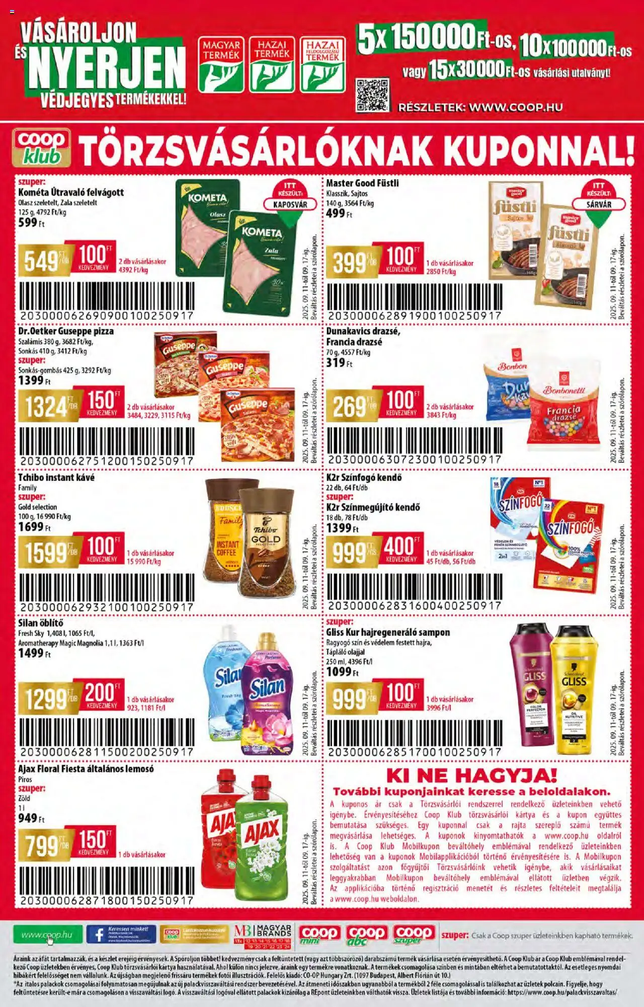 COOP akciós ujság - amely érvényes a következő dátumtól: 11.09.2025 | Oldal: 12 | Termékek: Kendő, Öblítő, Drazsé, Kávé