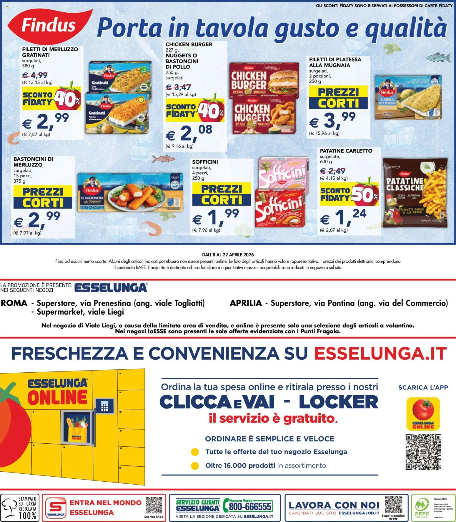 Volantino Esselunga S del 08.04.2026 | Pagina: 25 | Prodotti: Pollo, Merluzzo, Patatine, Nuggets