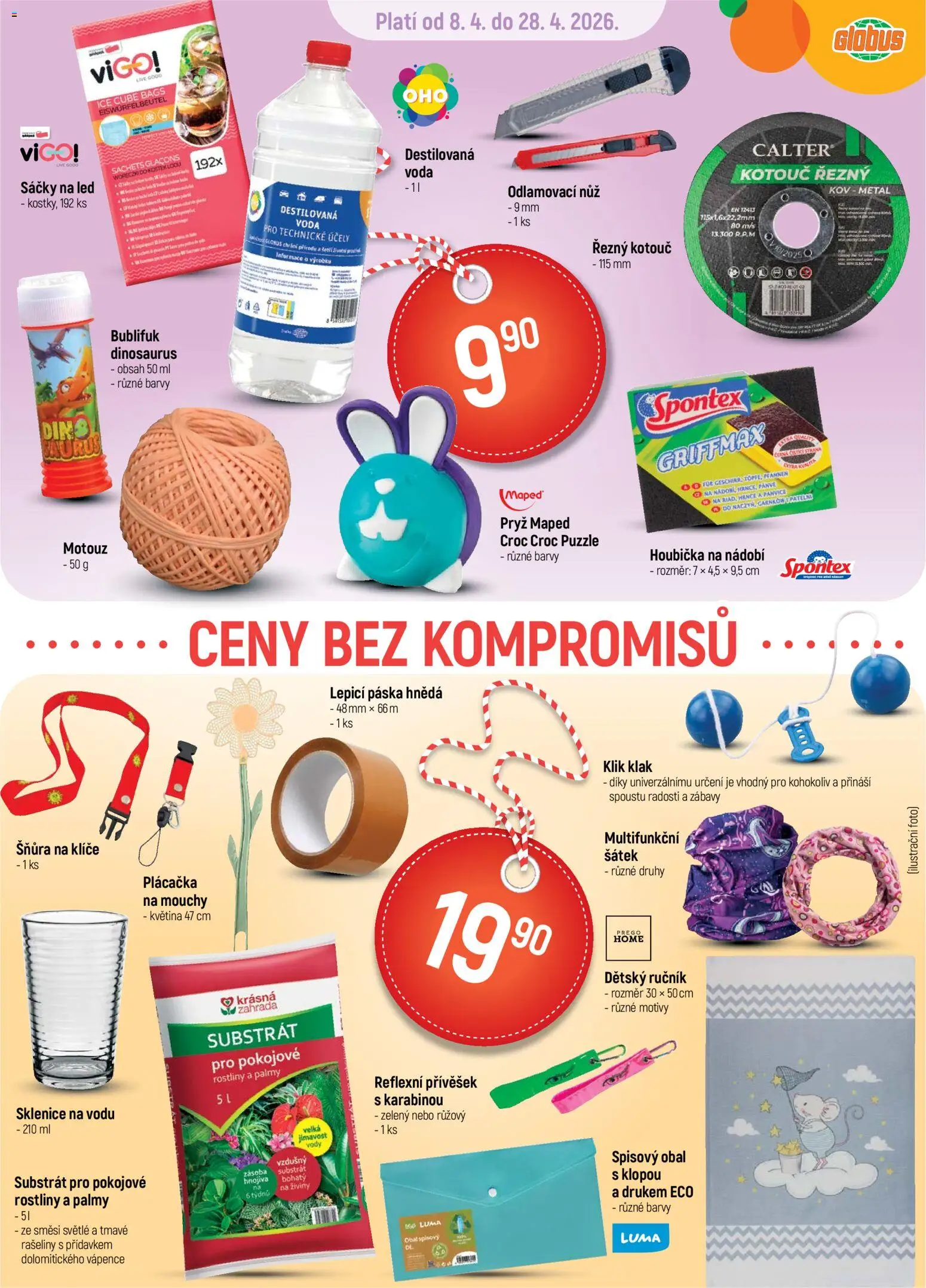 Globus leták - Praha-Štěrboholy od 08.04.2026 | Strana: 1 | Produkty: Šátek, Pánve, Barvy, LED