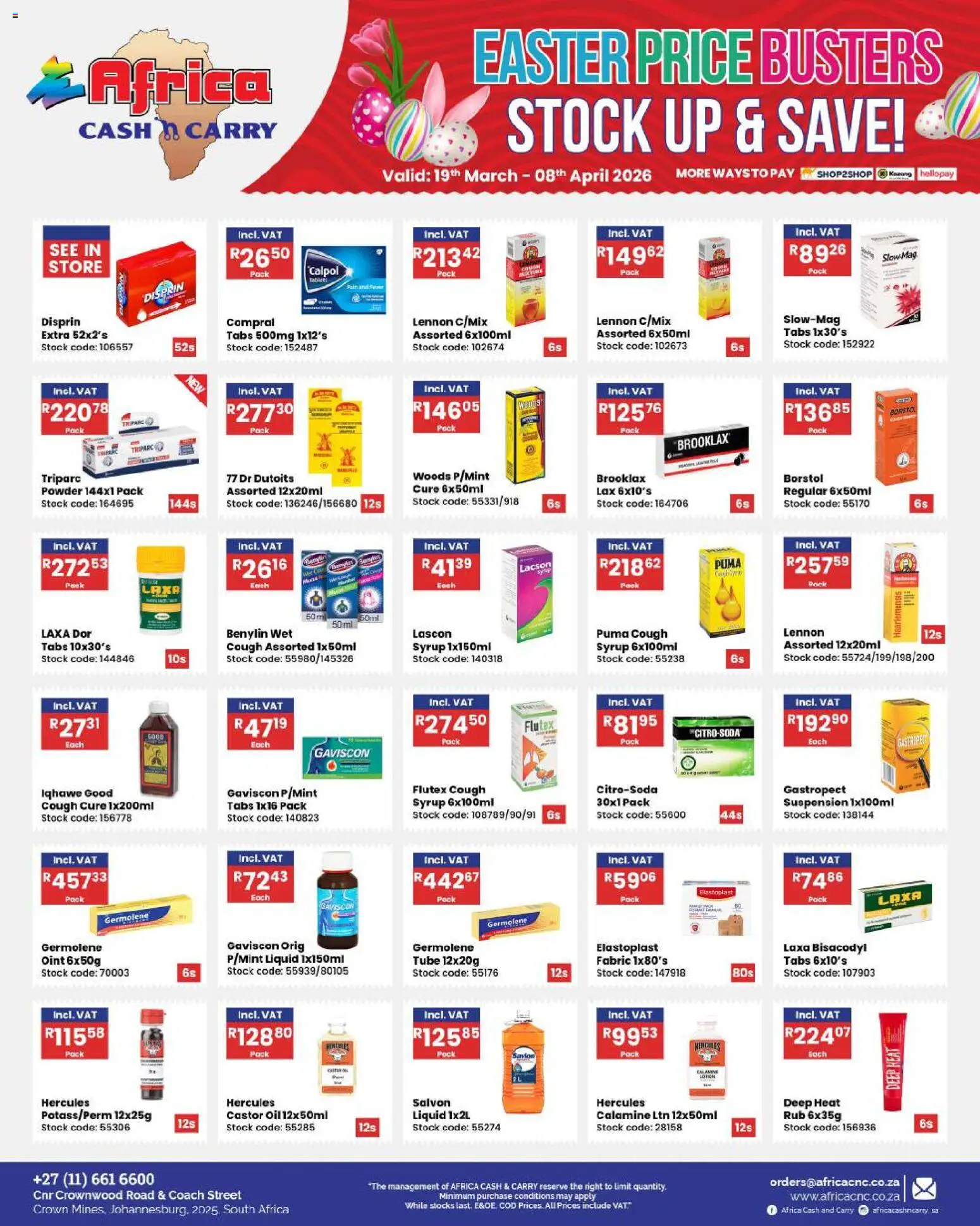 New Africa Cash & Carry catalogue – valid from 19.03.2026 | Page: 8 | Products: Oil, Powder, Stock, Syrup
