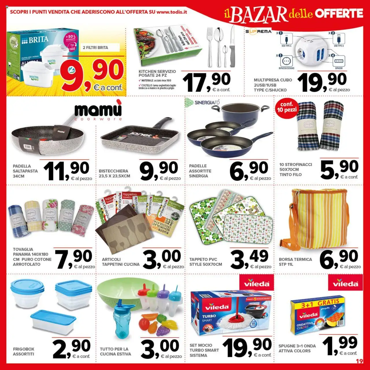Volantino Todis del 07.08.2025 | Pagina: 19 | Prodotti: Posate, Pizza, USB, Tovaglia