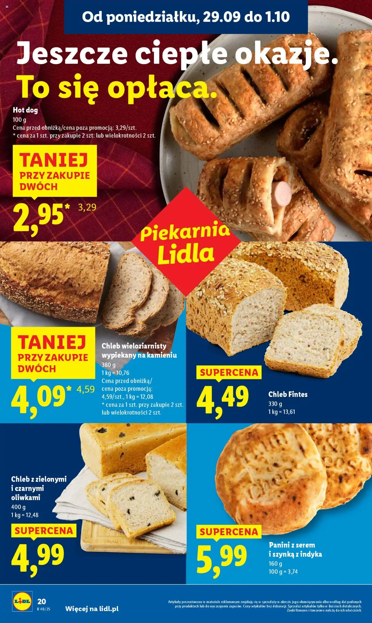 Lidl Gazetka od 29.09.2025 | Strona: 22 | Produkty: Piekarnia, Panini, Szynka, Chleb wieloziarnisty