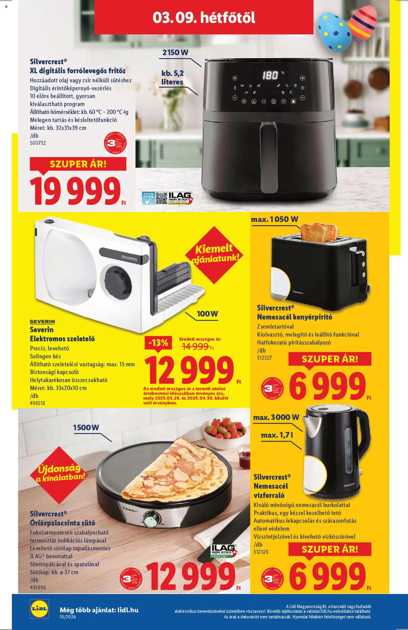 Lidl akciós ujság - amely érvényes a következő dátumtól: 05.03.2026 | Oldal: 48 | Termékek: Fritőz, Vízforraló, Olaj, Kés