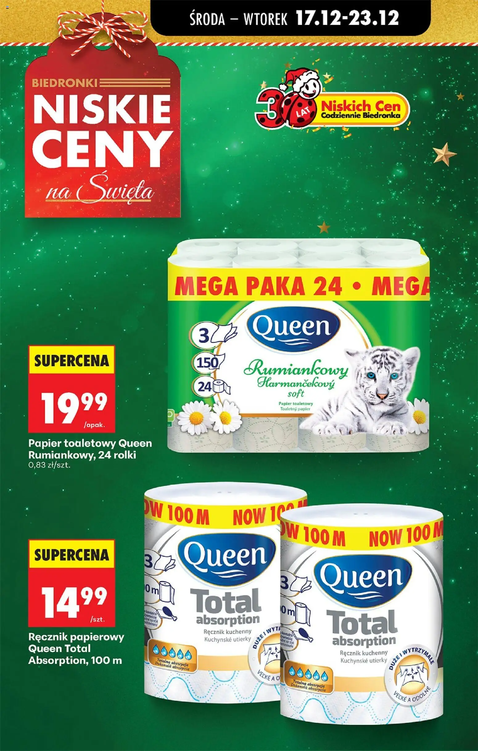 Biedronka gazetka - Oferta w tym tygodniu od 17.12.2025 | Strona: 33 | Produkty: Papier toaletowy queen, Papier toaletowy, Rolki, Ręcznik papierowy