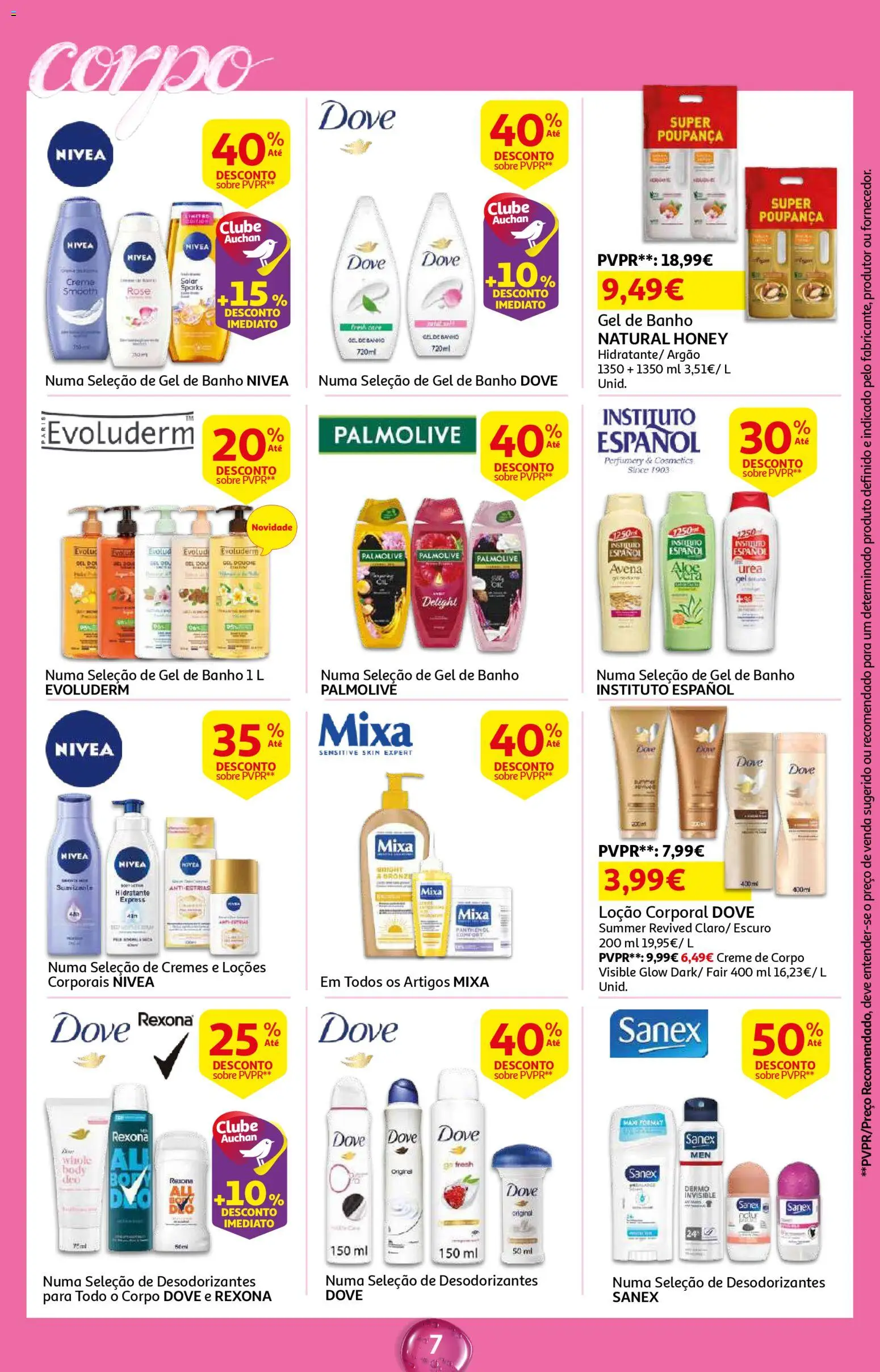 Auchan - Beleza Interiores Spring │ válido de 21.04.2026 | Página: 7 | Produtos: Creme de corpo, Gel de banho, Banho, Creme