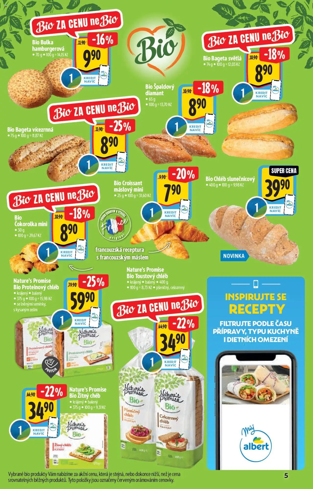 Albert leták - Supermarket - Bio od 03.09.2025 | Strana: 5 | Produkty: Chléb, Proteinový chléb, Toustový chléb, Bageta