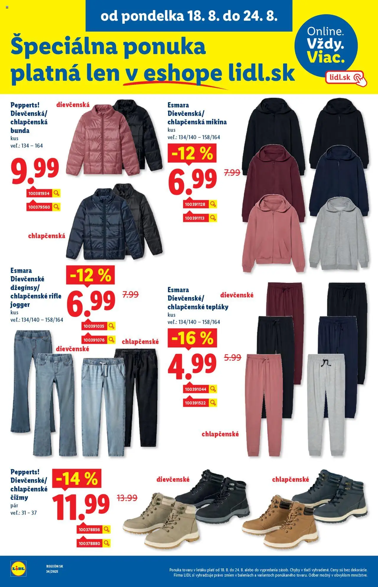 Lidl leták │ platný od 18.08.2025 | Strana: 56 | Produkty: Mikina, Bunda, Čižmy