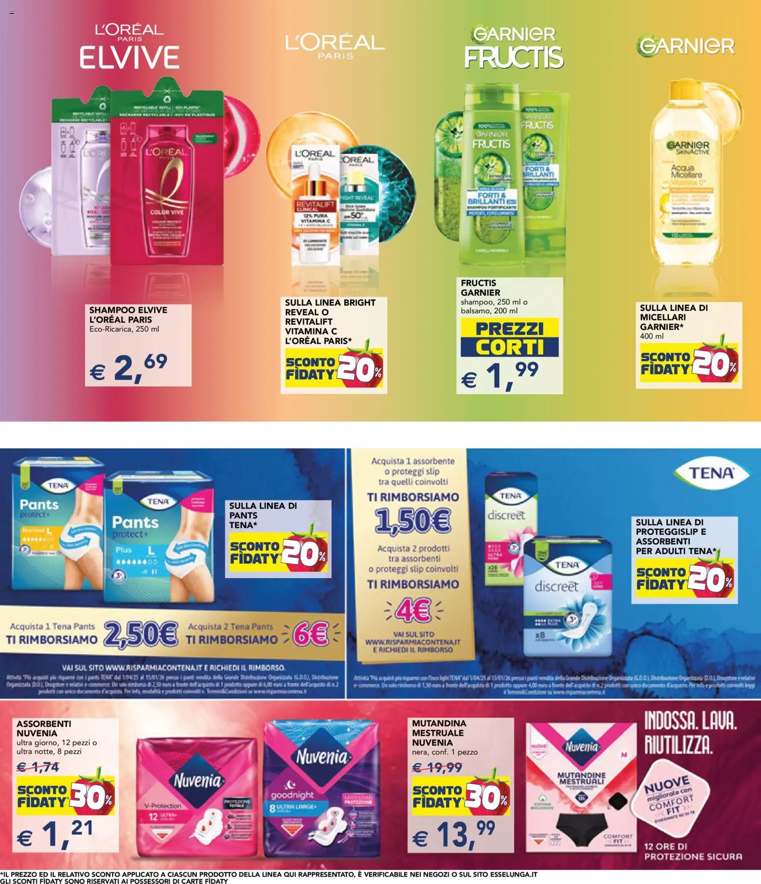 Volantino Esselunga S del 07.11.2025 | Pagina: 23 | Prodotti: Shampoo, Proteggi slip, Mutandine, Acqua