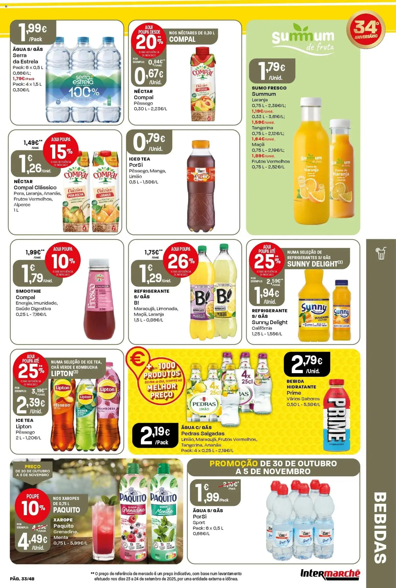Intermarché - Aniversário à la poupança! » de 30/10/2025 - 05/11/2025 | Página: 33 | Produtos: Kombucha, Base, Sumo, Bebida