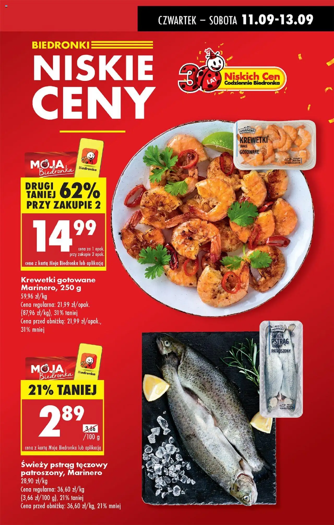 Biedronka gazetka - Oferta w tym tygodniu od 11.09.2025 | Strona: 5 | Produkty: Karta, Pstrąg tęczowy, Krewetki białe, Krewetki gotowane