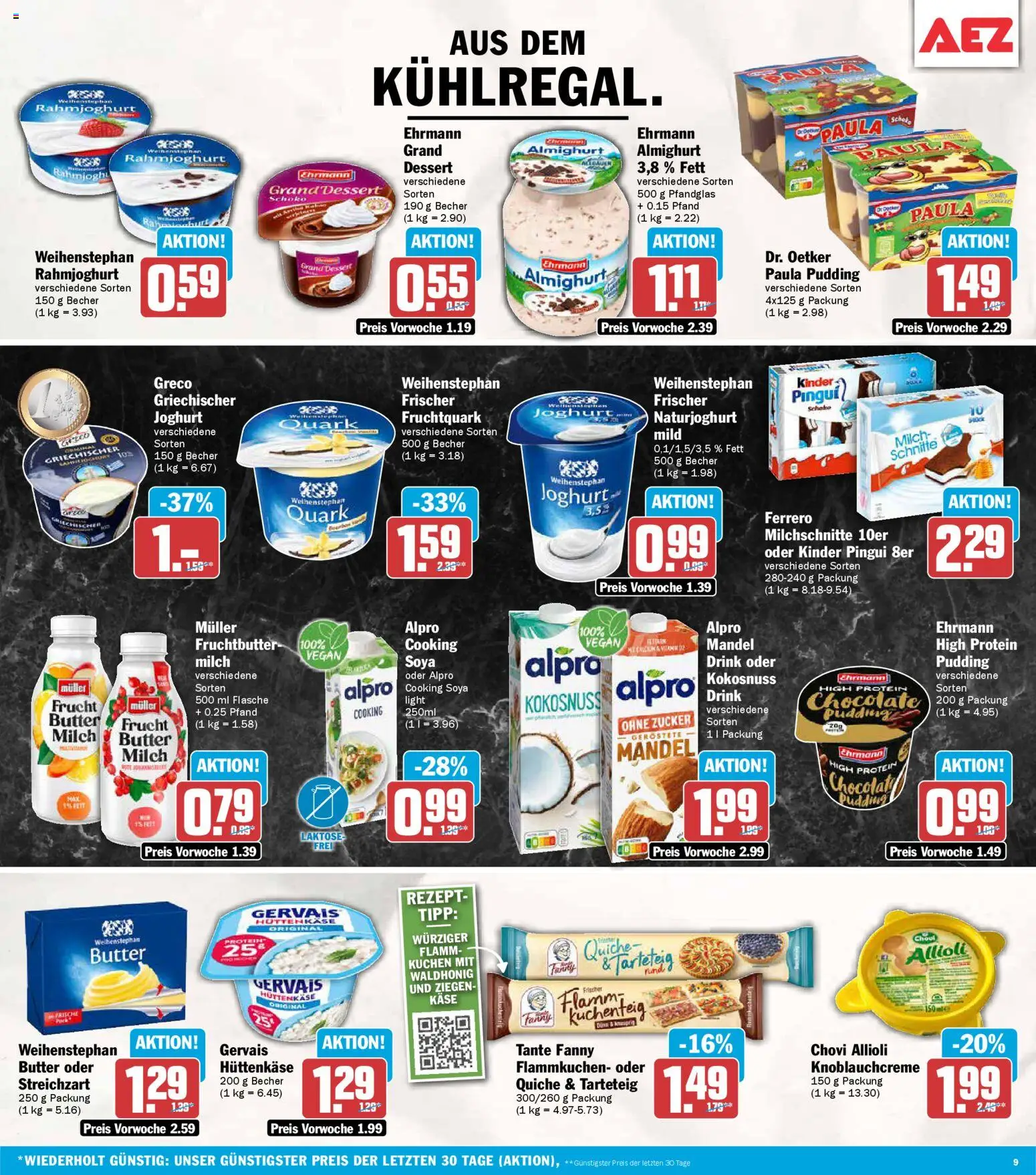 AEZ Prospekt 	 – gültig ab 13.04.2026 | Seite: 9 | Produkte: Milch, Butter, Kuchen, Ferrero milchschnitte