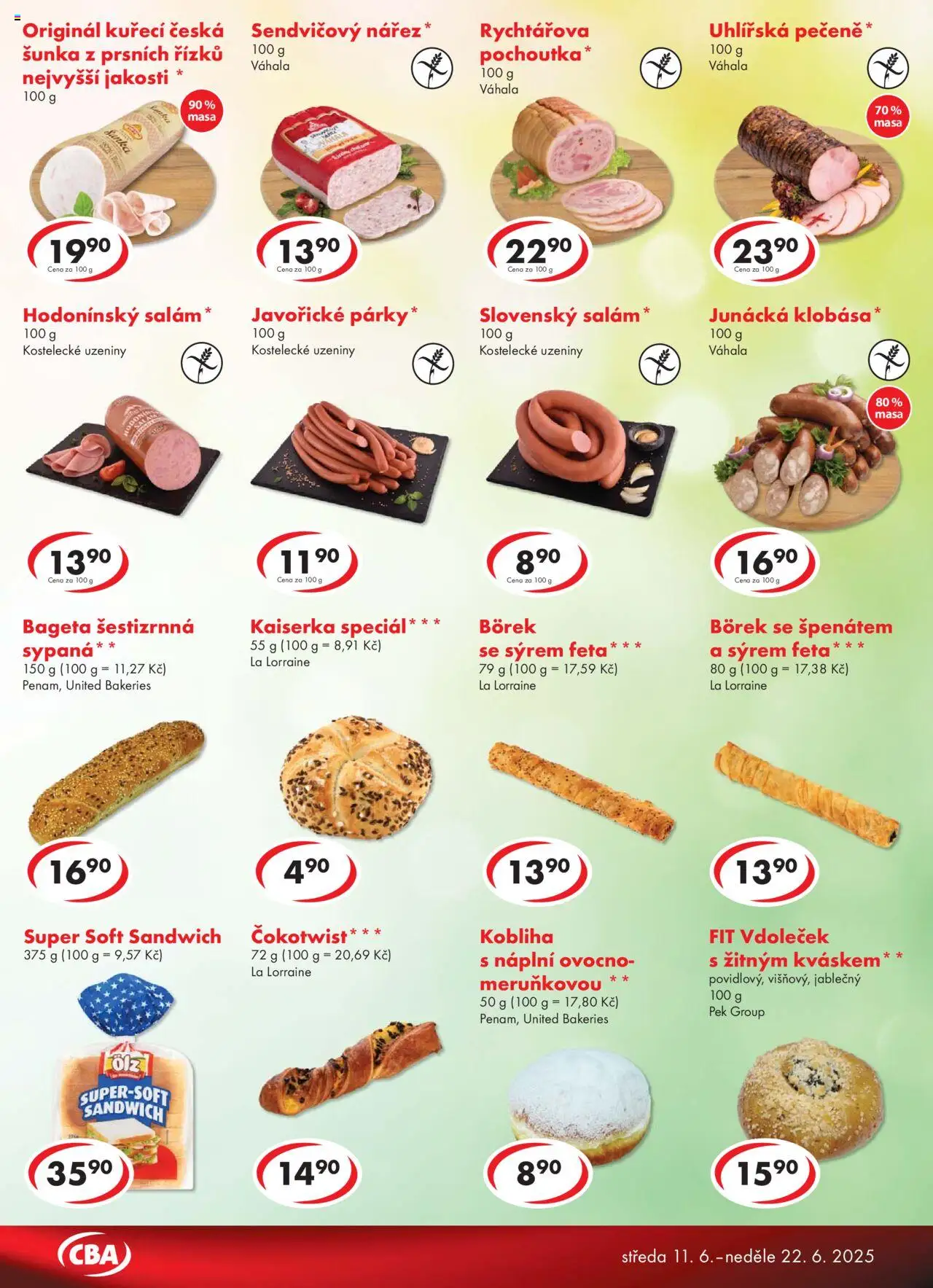 CBA leták od 11.06.2025 | Strana: 3 | Produkty: Kaiserka, Salám, Šunka, Klobása
